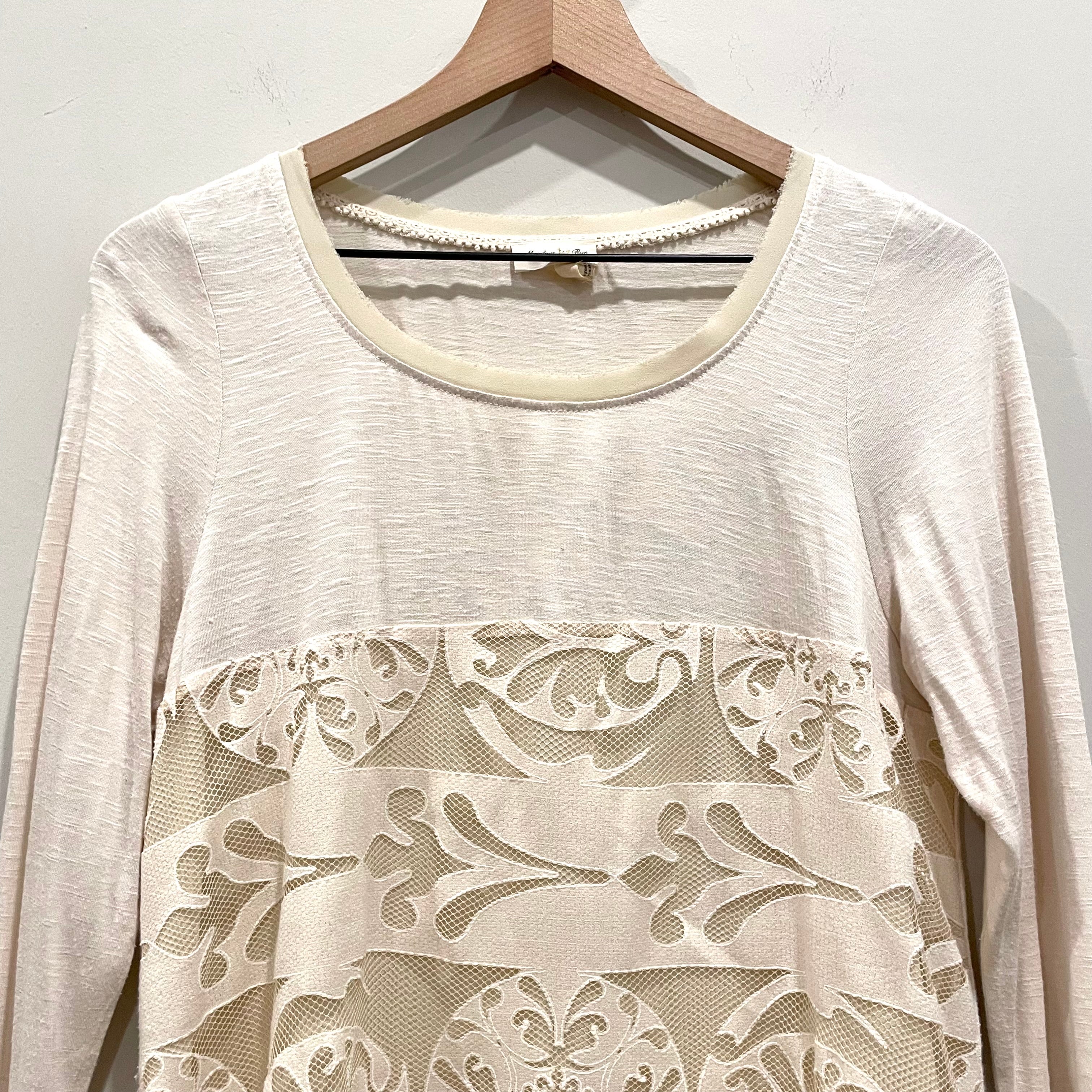 Long Sleeve Lace Overlay Tunic Top