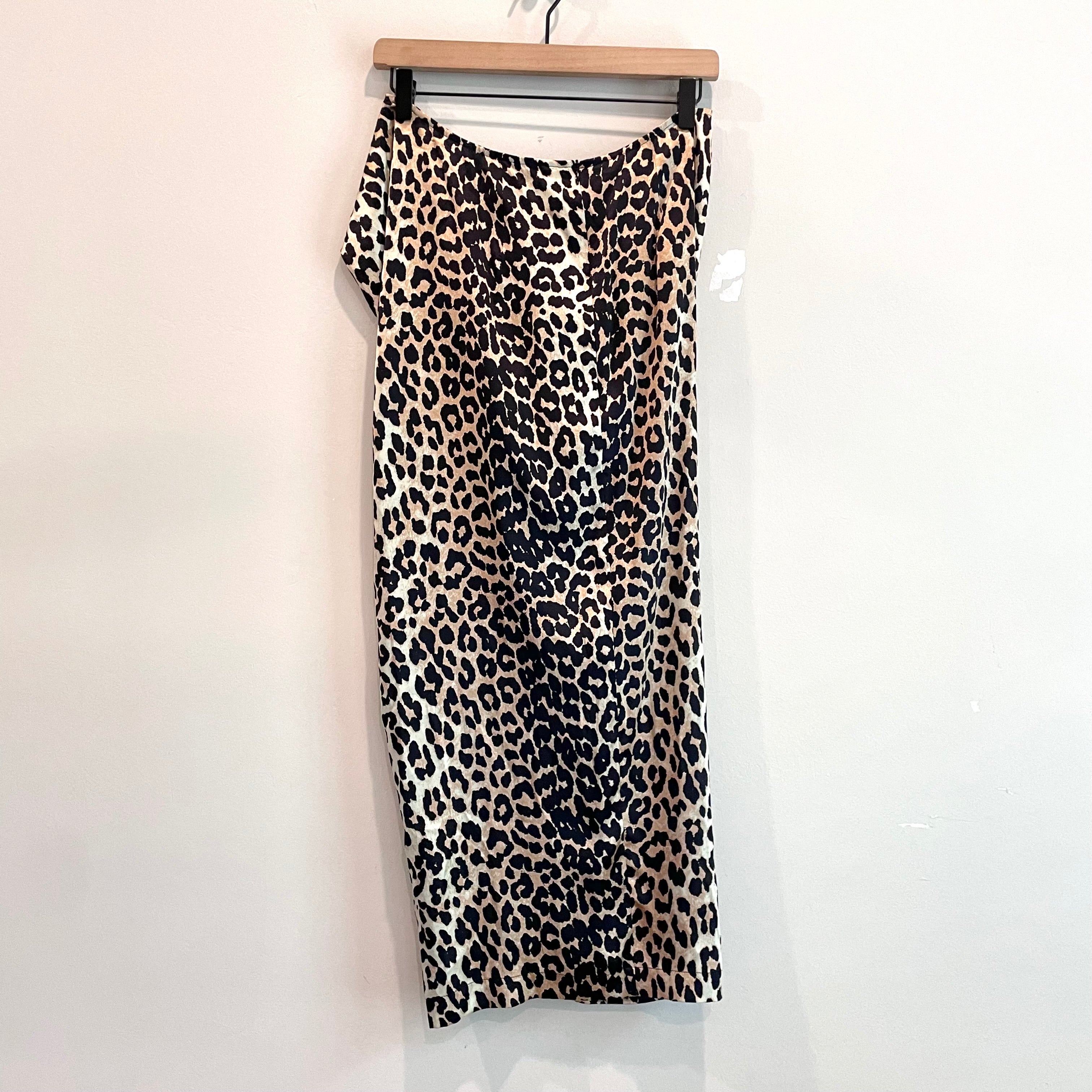 Leopard Silk Bow Tie Midi Skirt