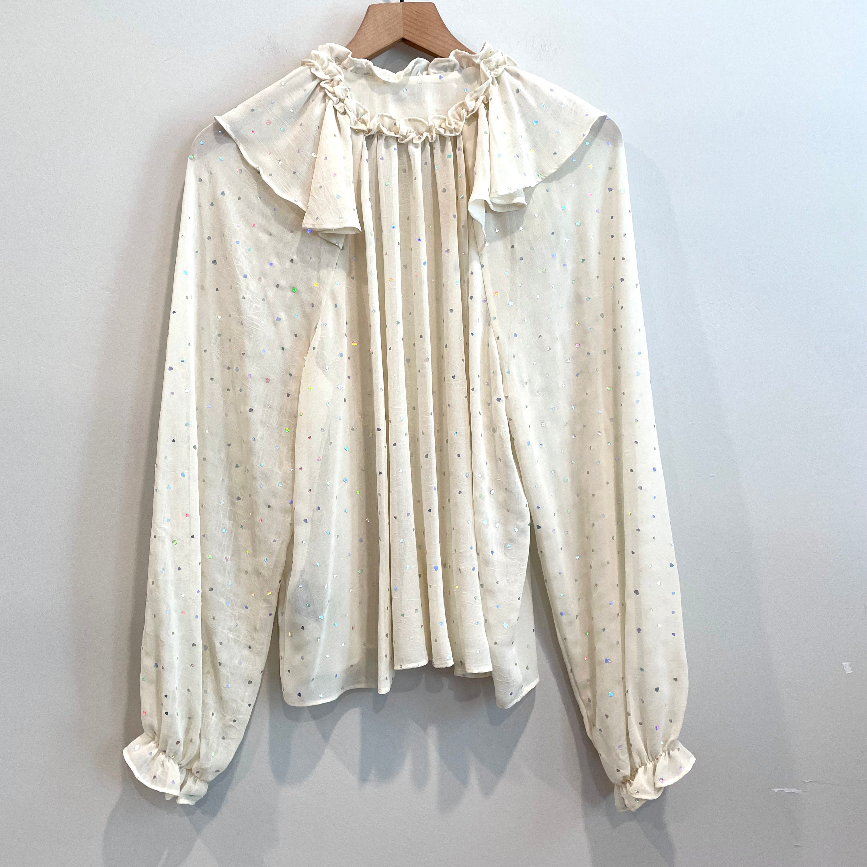 Metallic Heart Pleated Blouse