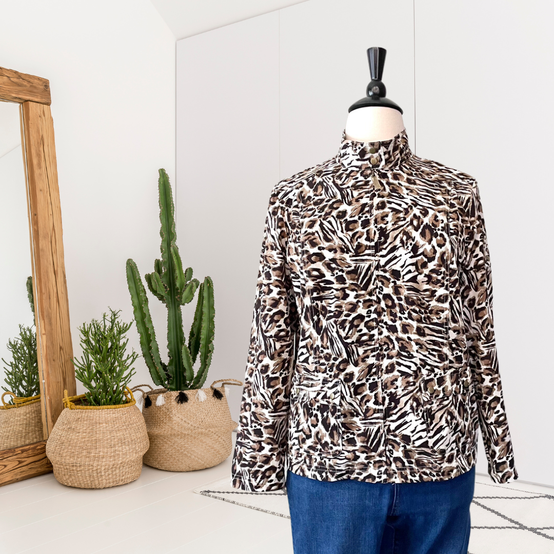 Leopard Zip Windbreaker Jacket