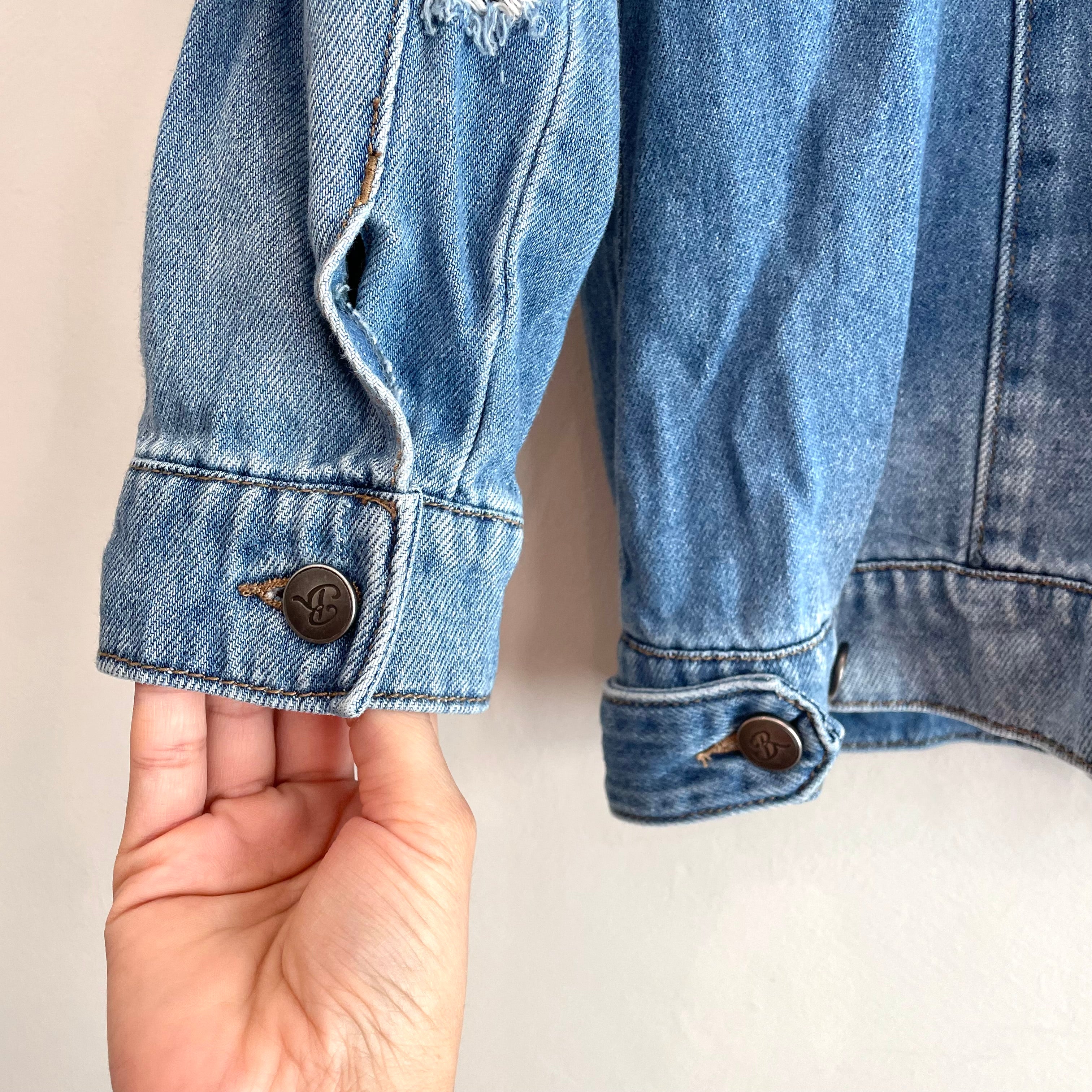 Distressed Denim Jean Trucker Jacket