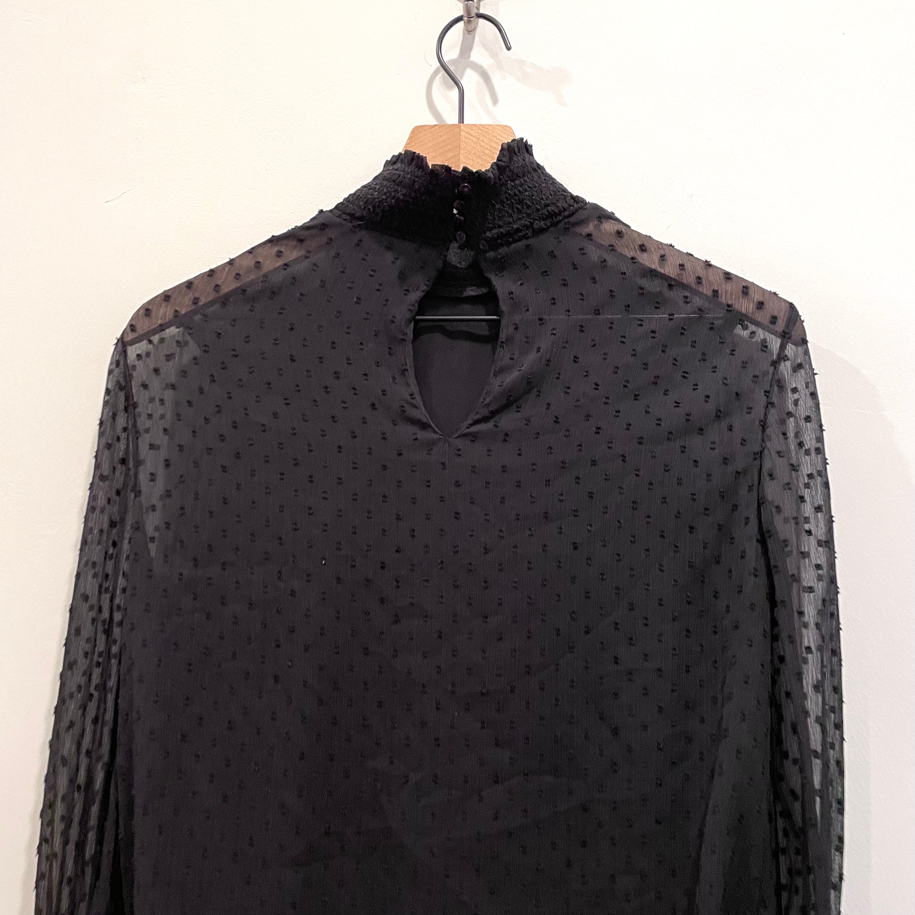 Swiss Dot Mock Neck Top