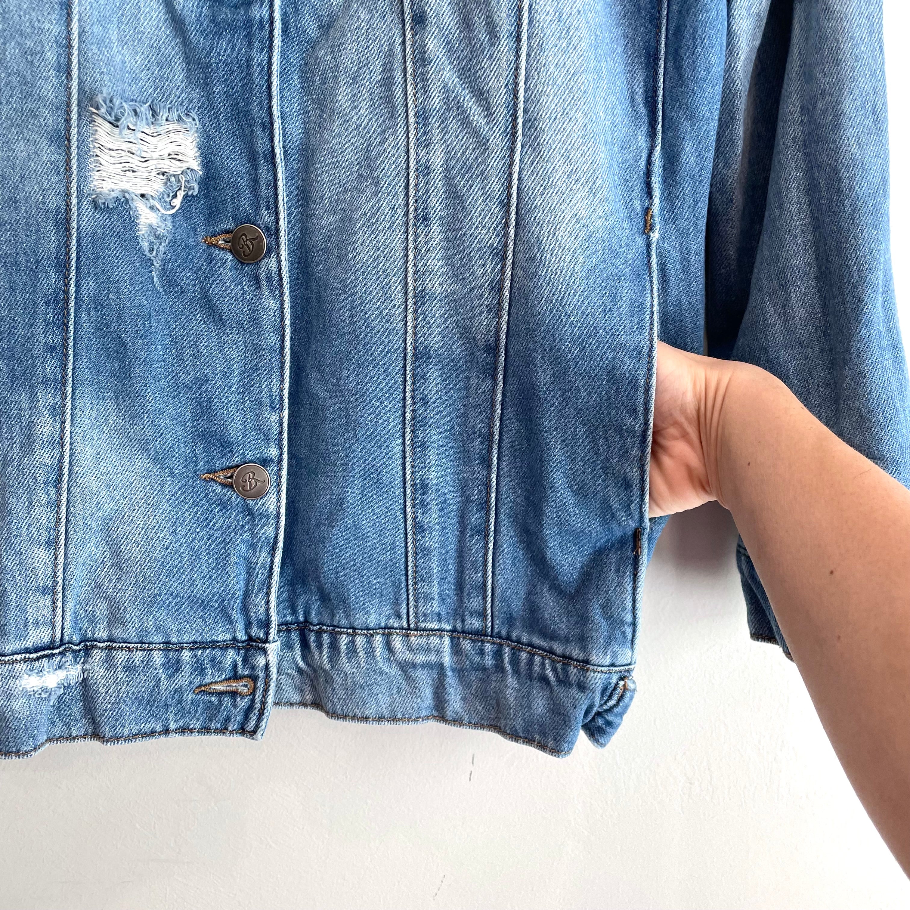 Distressed Denim Jean Trucker Jacket