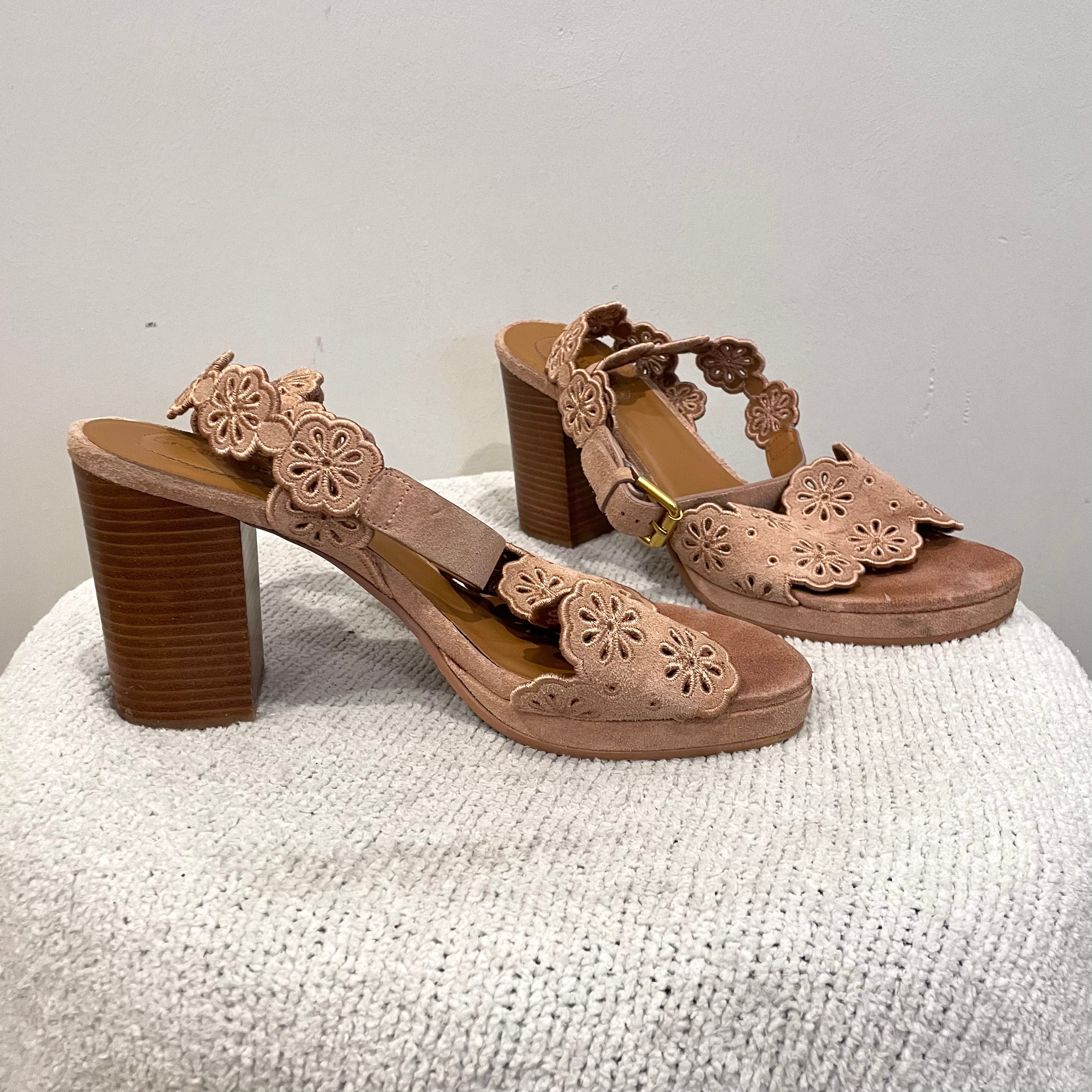 Floral Eyelet Heel Sandal