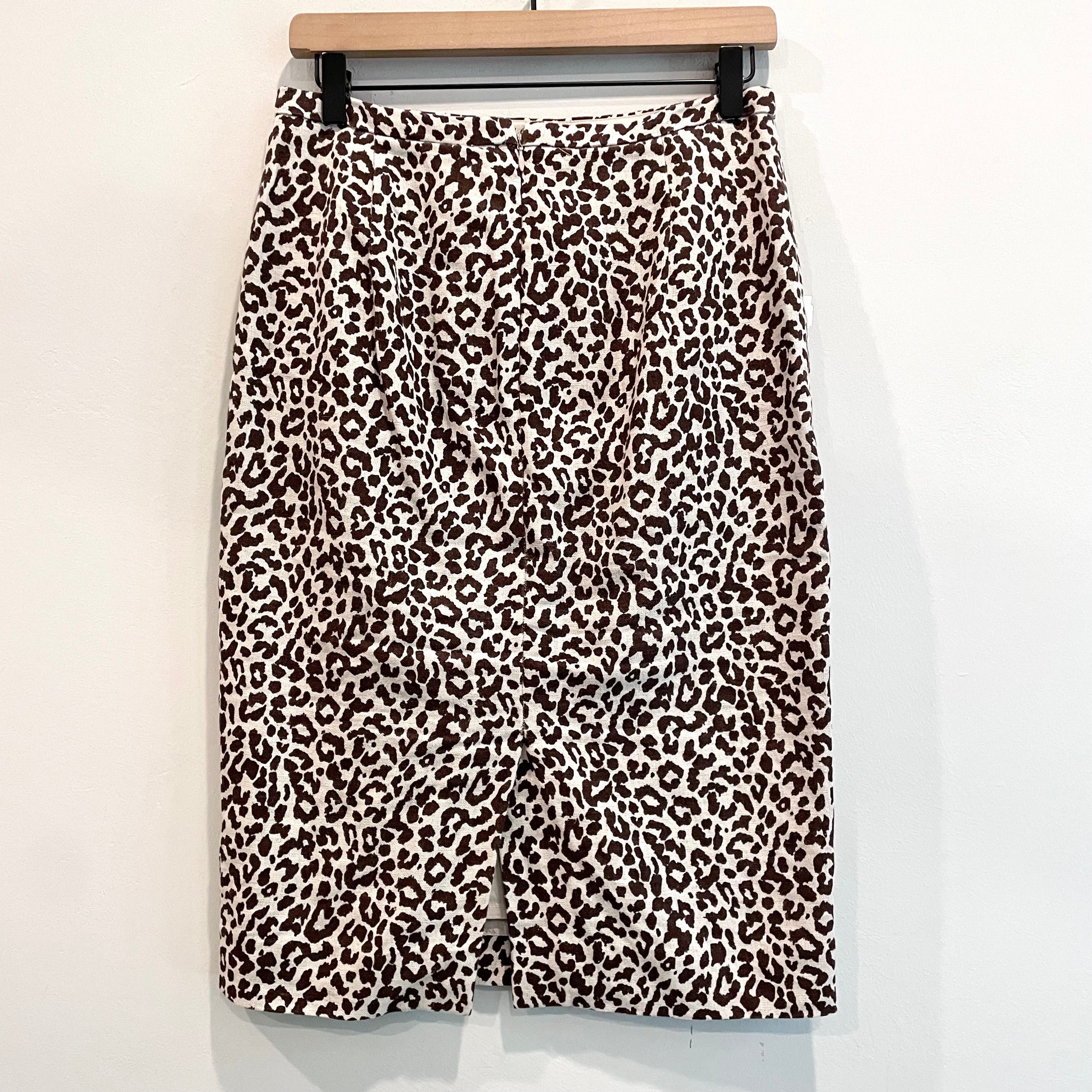 Leopard Linen Pencil Skirt