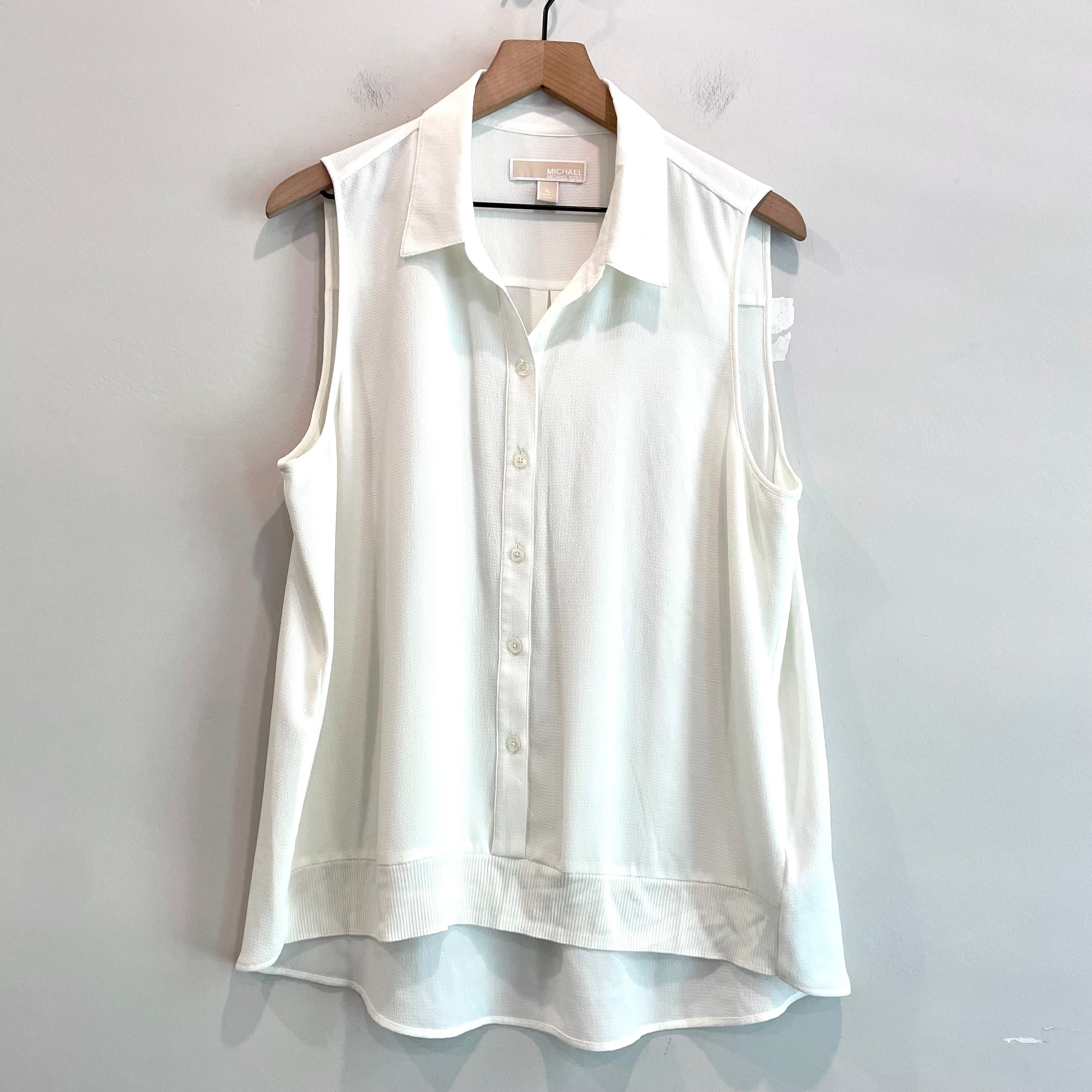 Sleeveless Button Down Collared Top