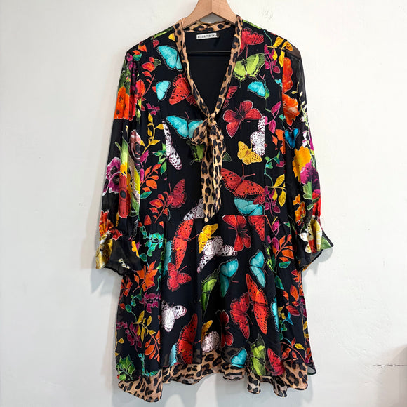 Butterfly Leopard Silk Dress
