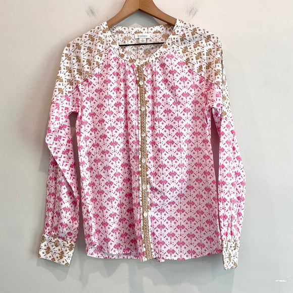 Geometric Button Down Top