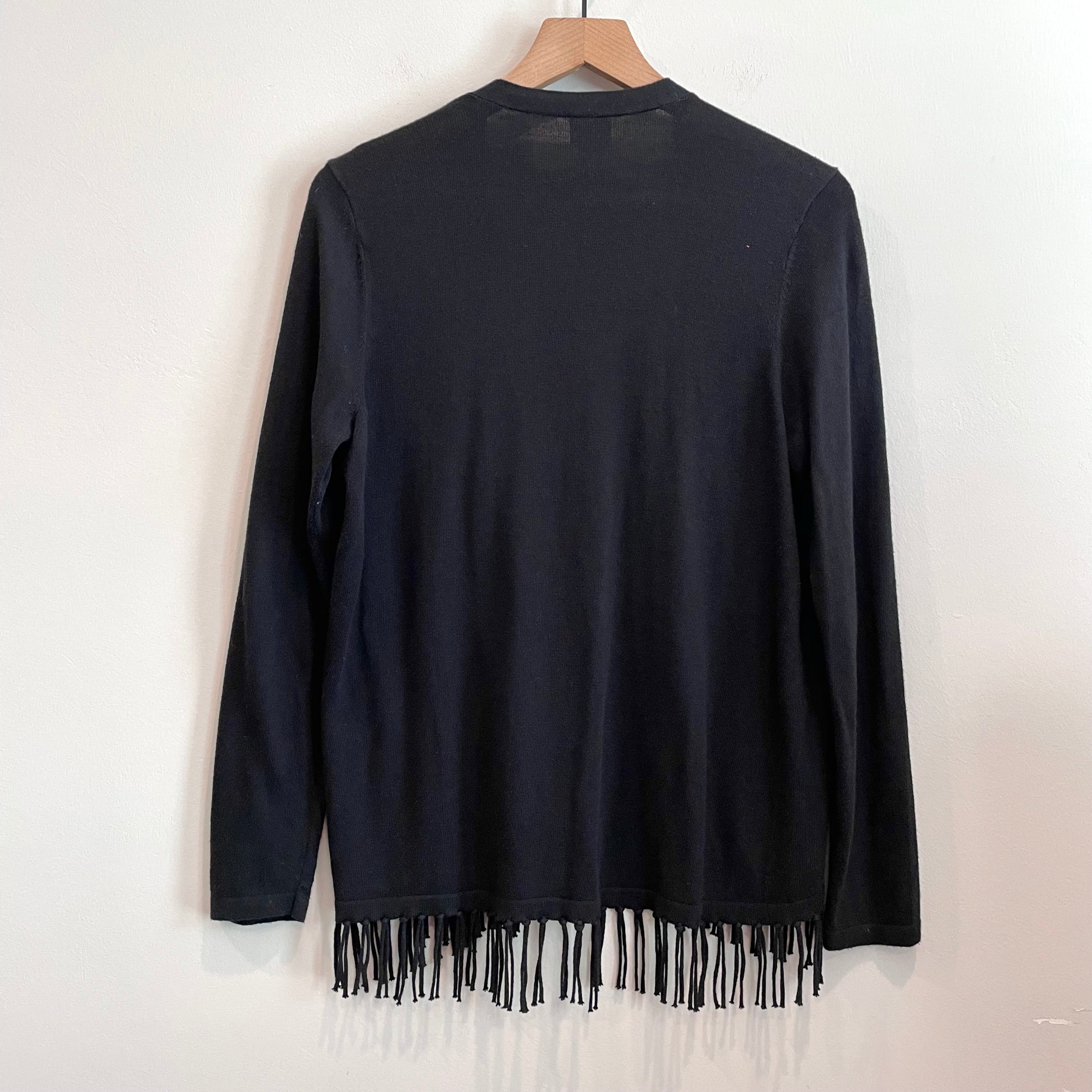 Fringe Hem Open Front Cardigan