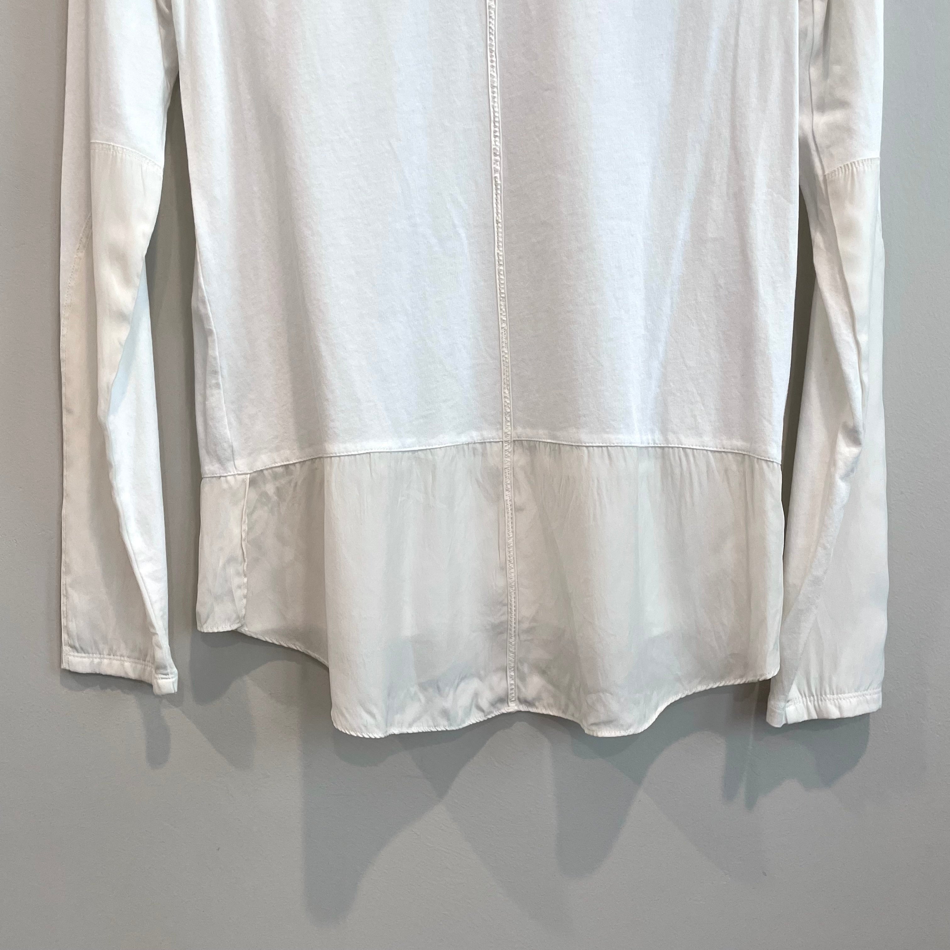 Silk Trim Long Sleeve Top