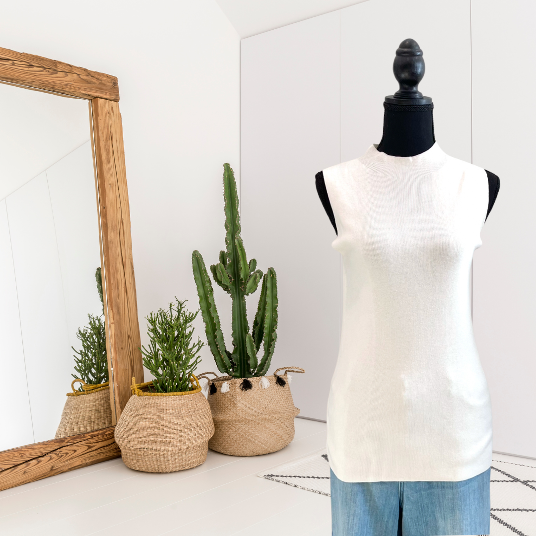 Sleeveless Mock Neck Sweater