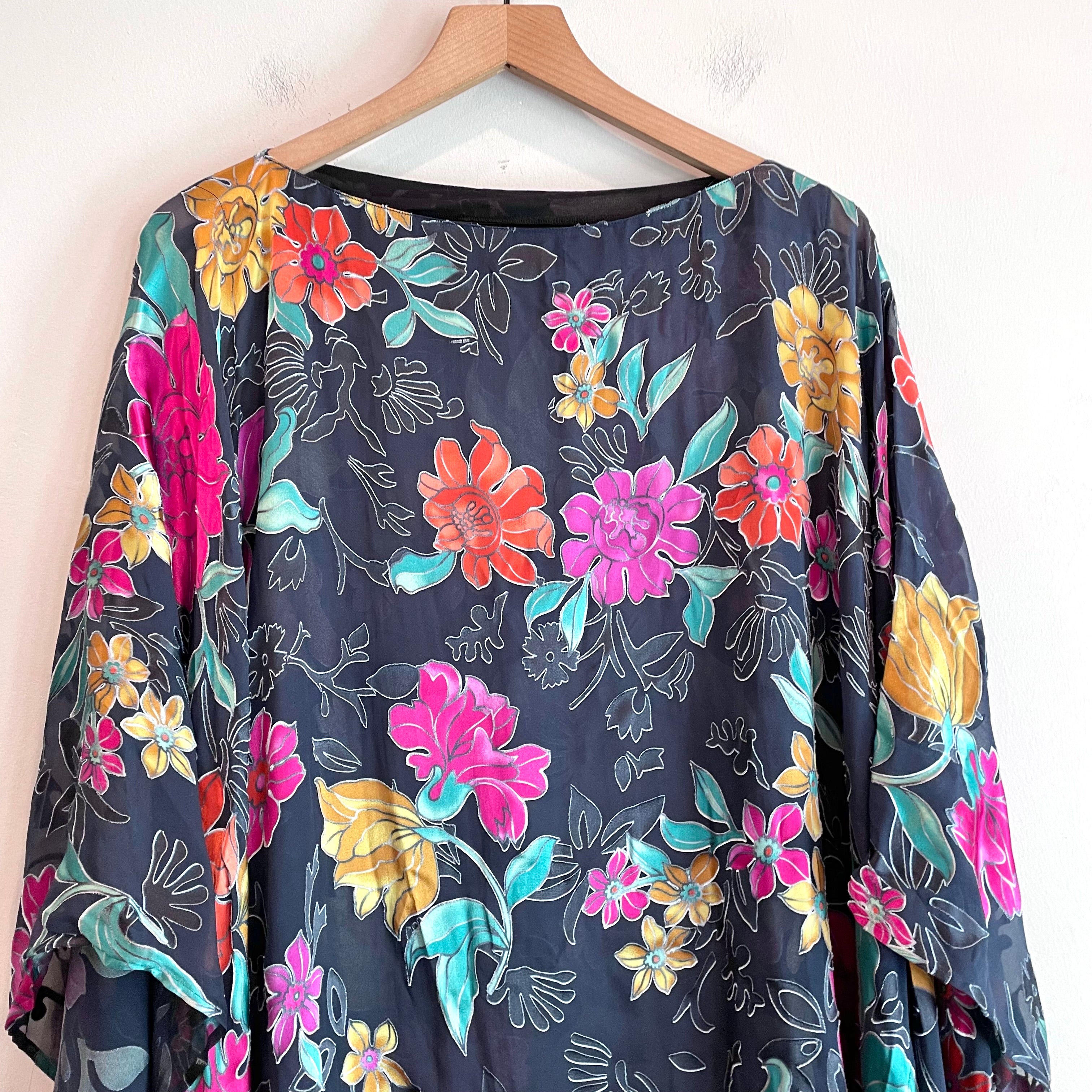 Floral Sheer Poncho Blouse