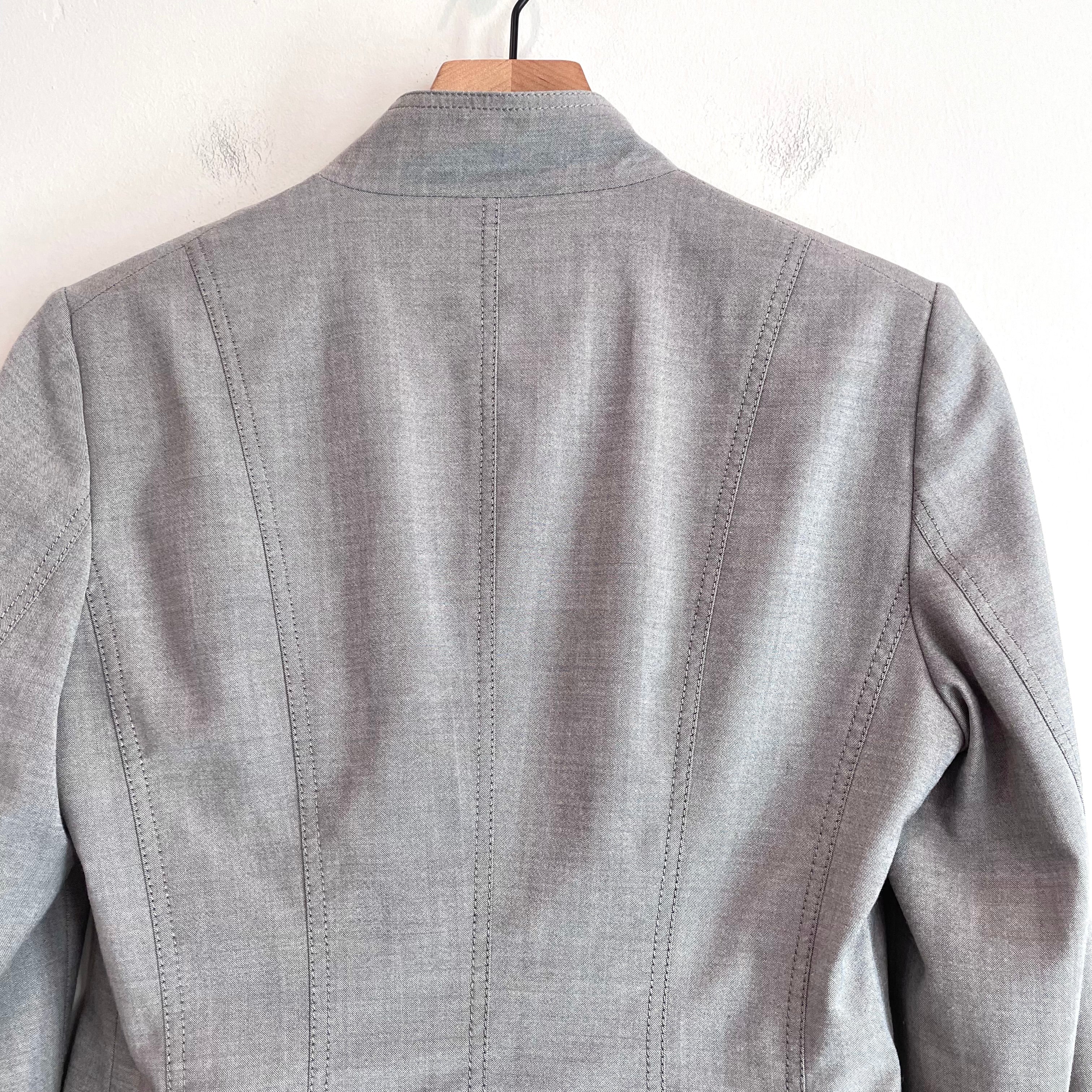 Wool Blend Contrast Cuff Blazer Jacket