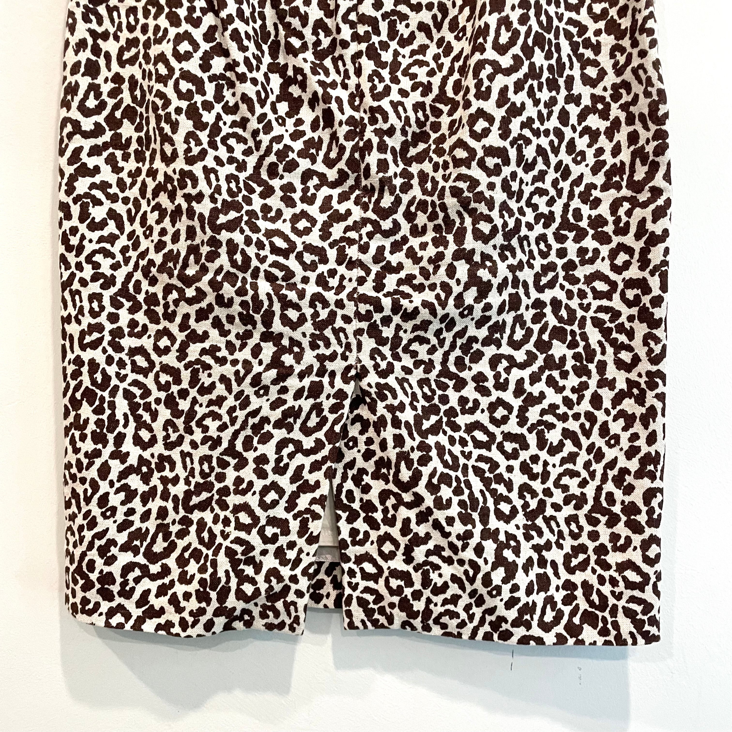 Leopard Linen Pencil Skirt