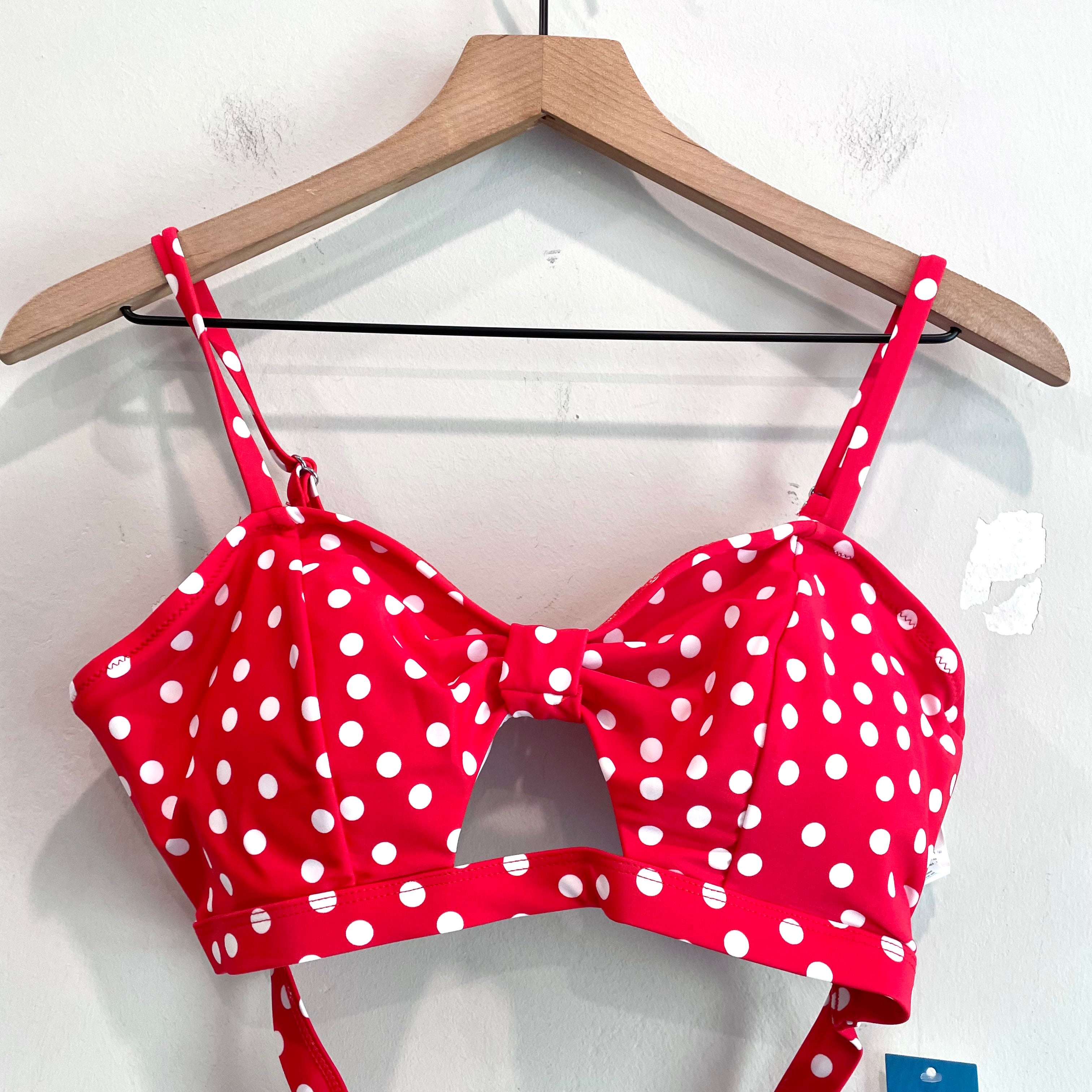 Polka Dot Ruffle Trim Bikini