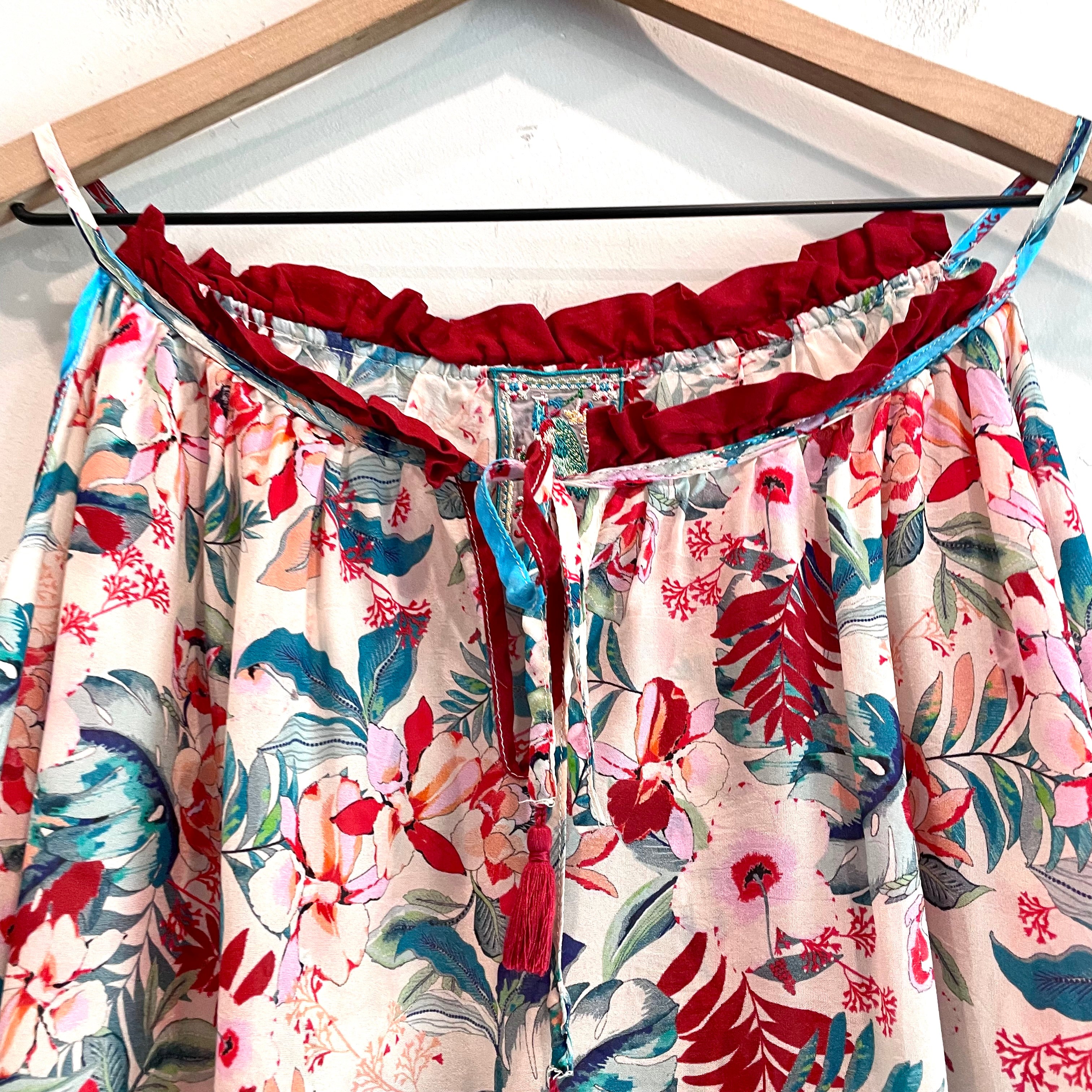 Cold Shoulder Floral Silk Top