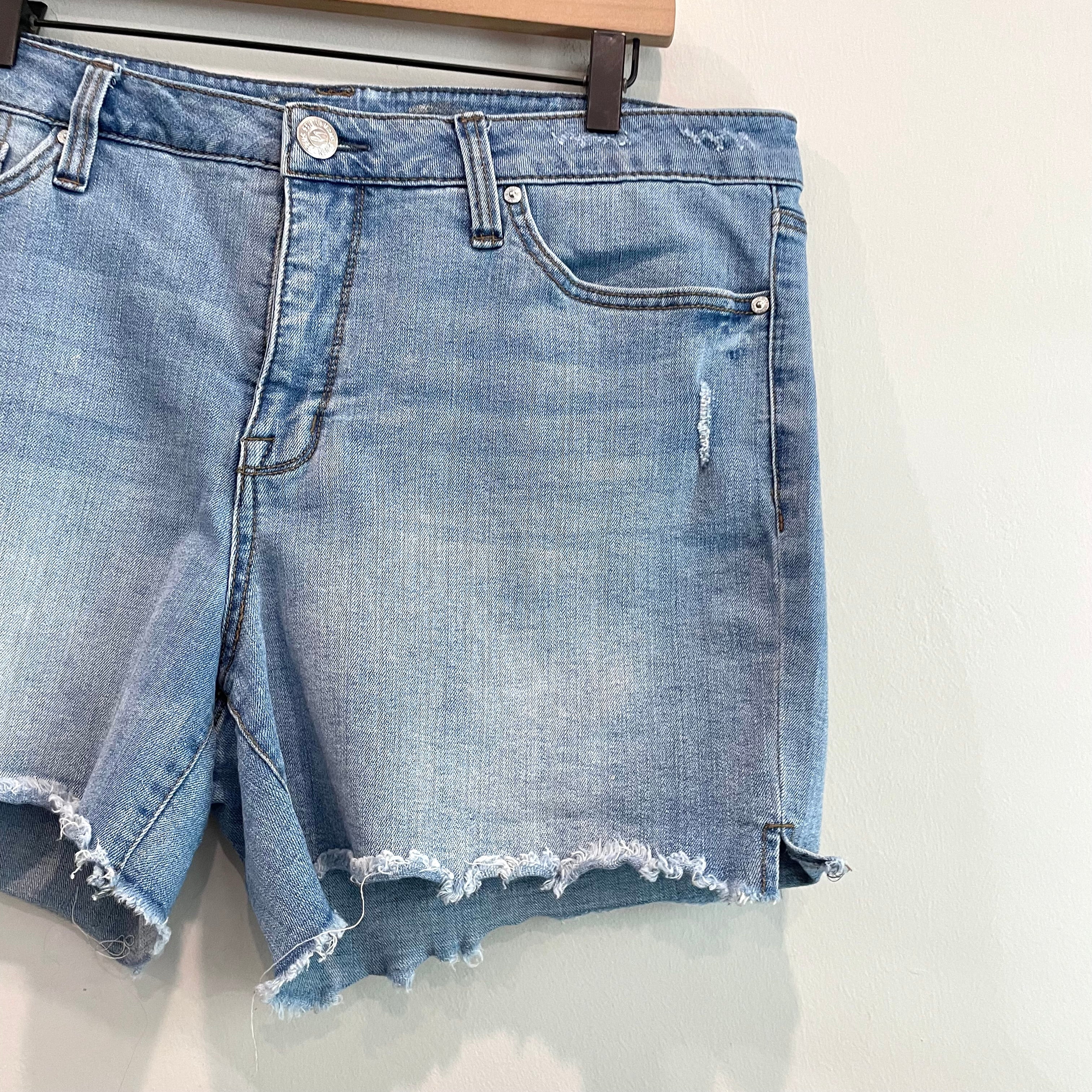 Lightly Distressed Cut Off Jean Shorts