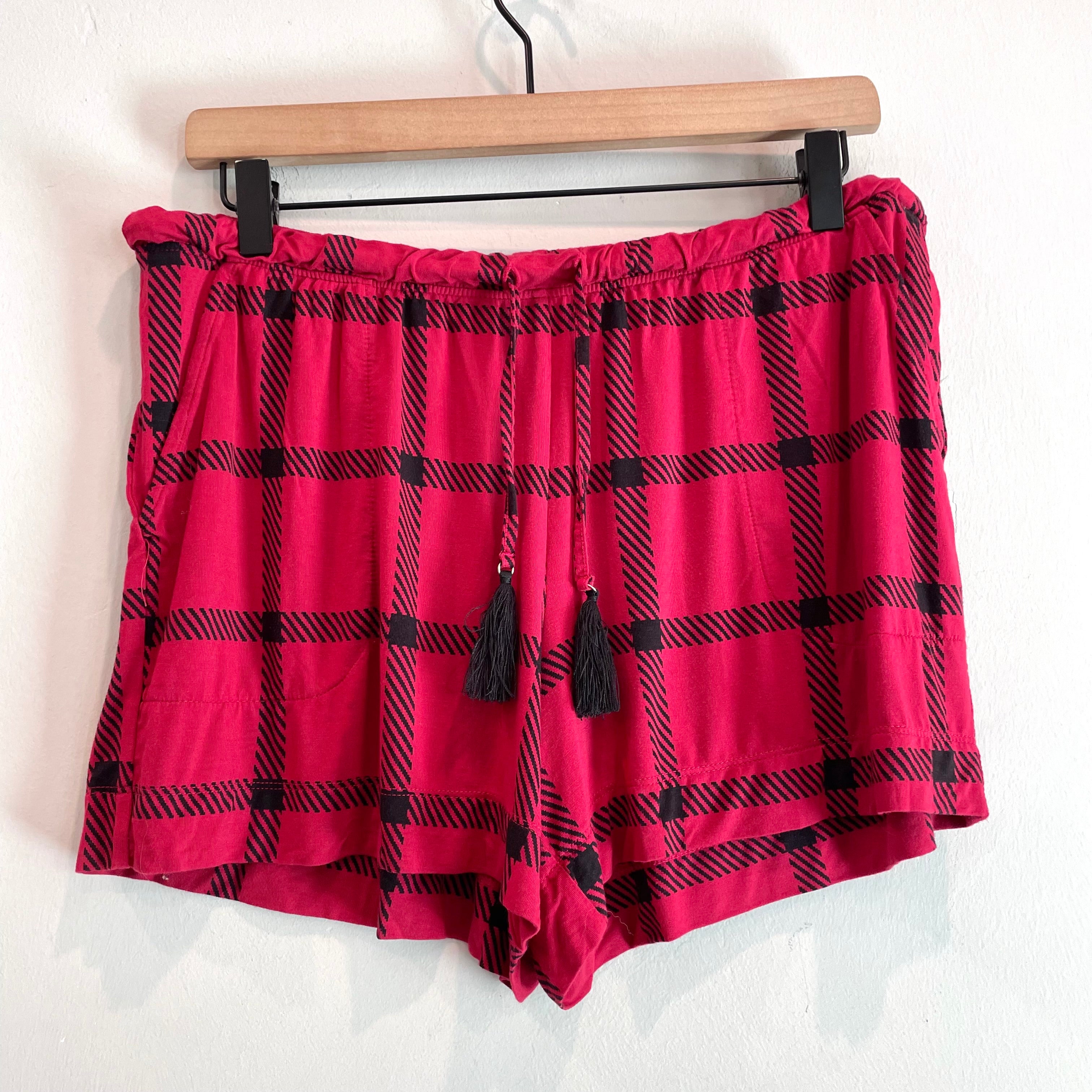 Plaid Tassel Pajama Shorts