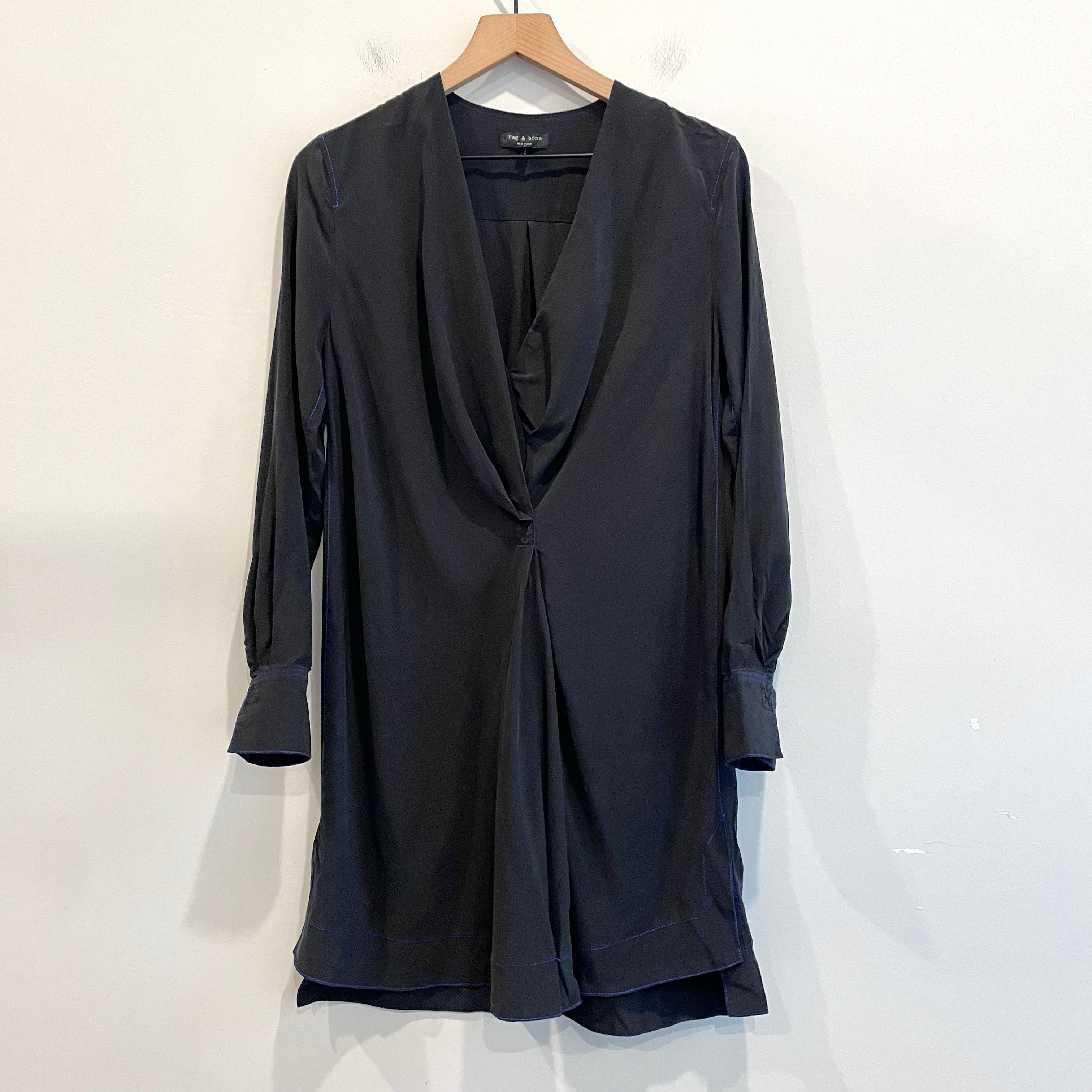 Silk Long Sleeve Pleated Dress