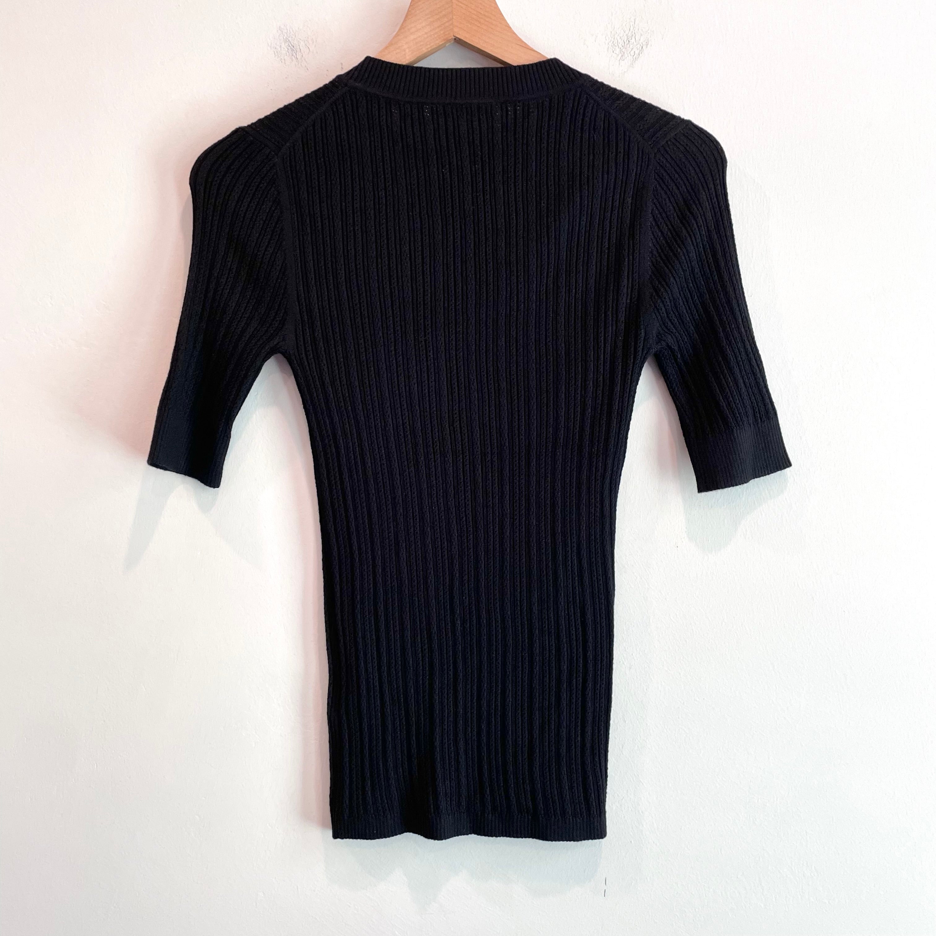 Pointelle Short Sleeve Sweater