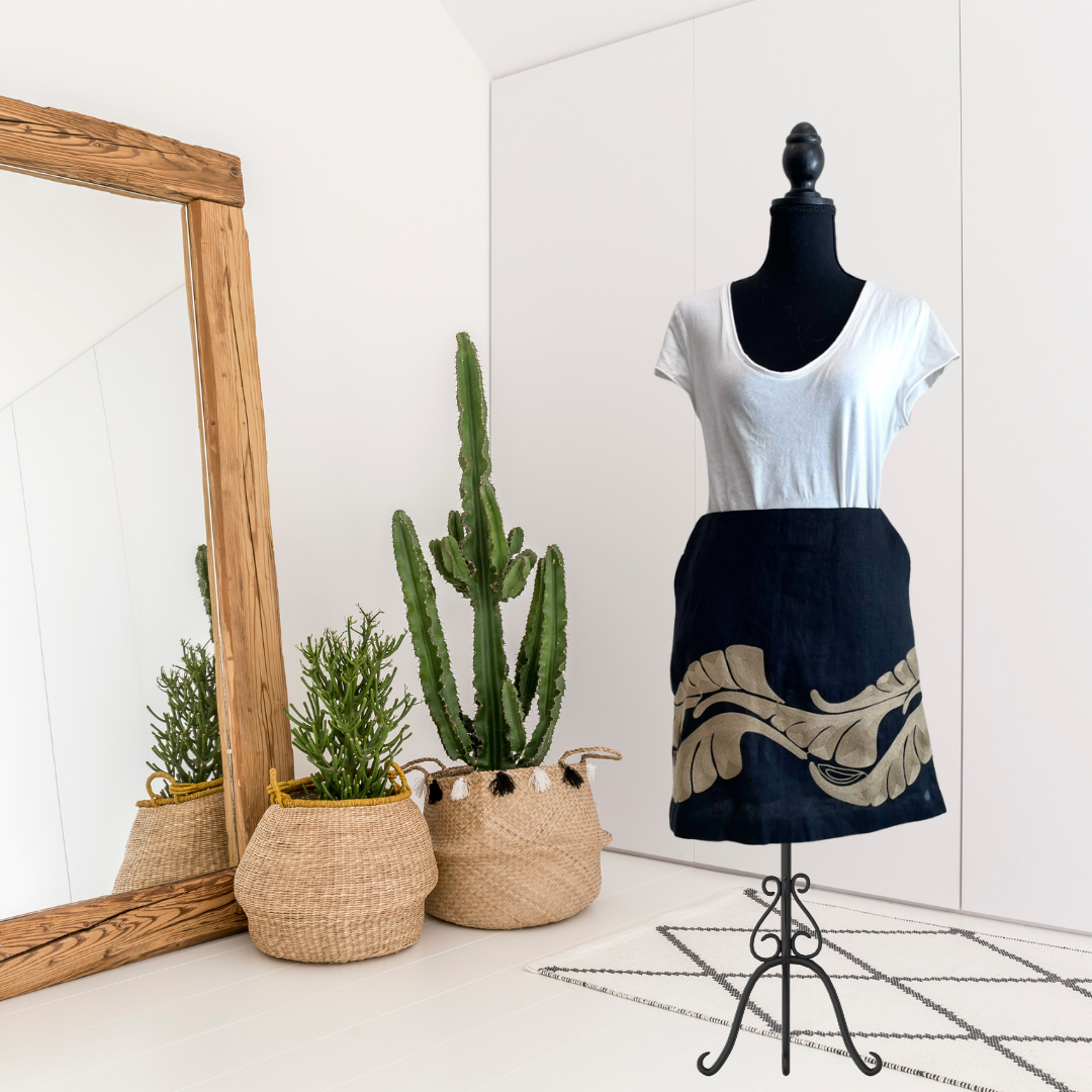 Embroidered Linen Mini Skirt