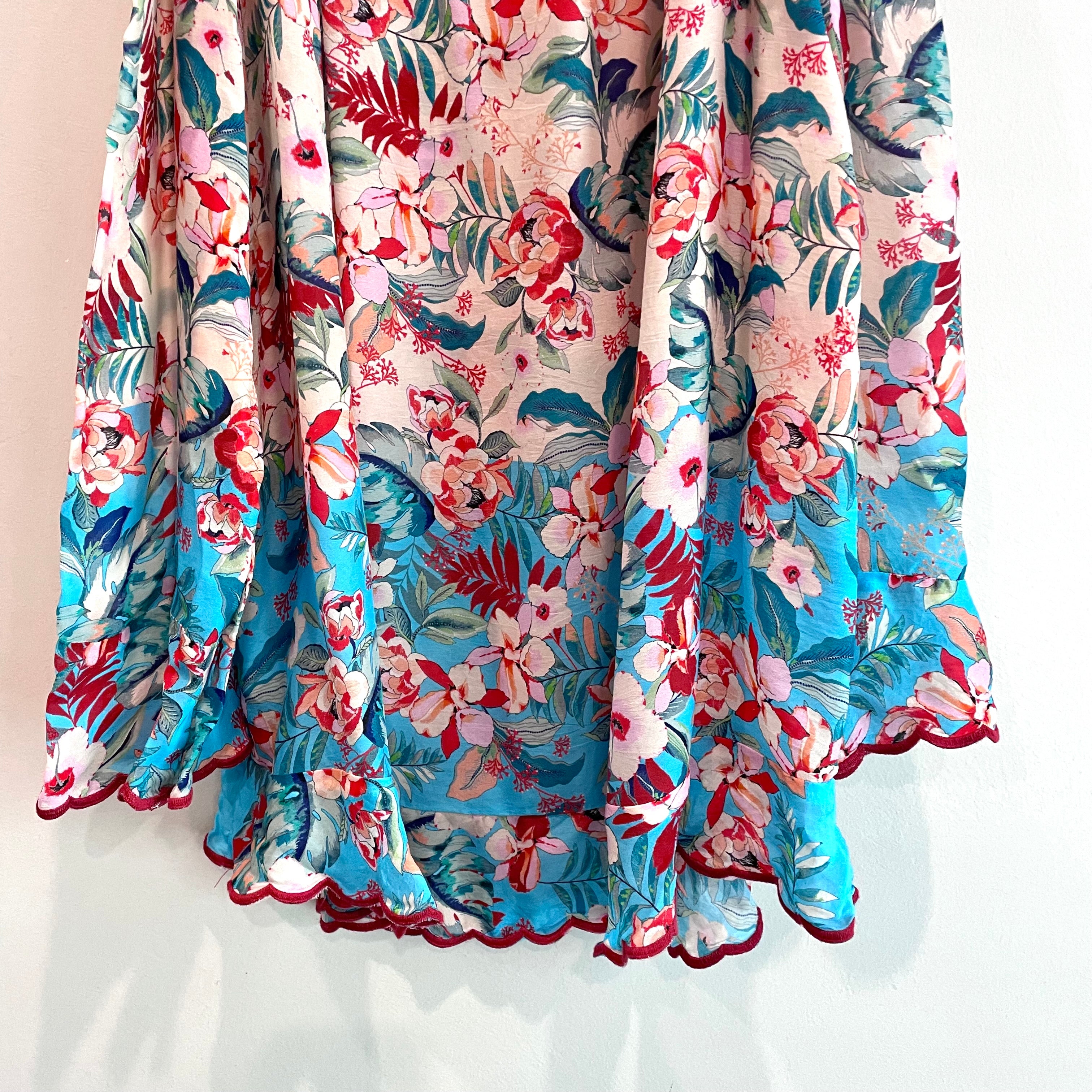 Cold Shoulder Floral Silk Top