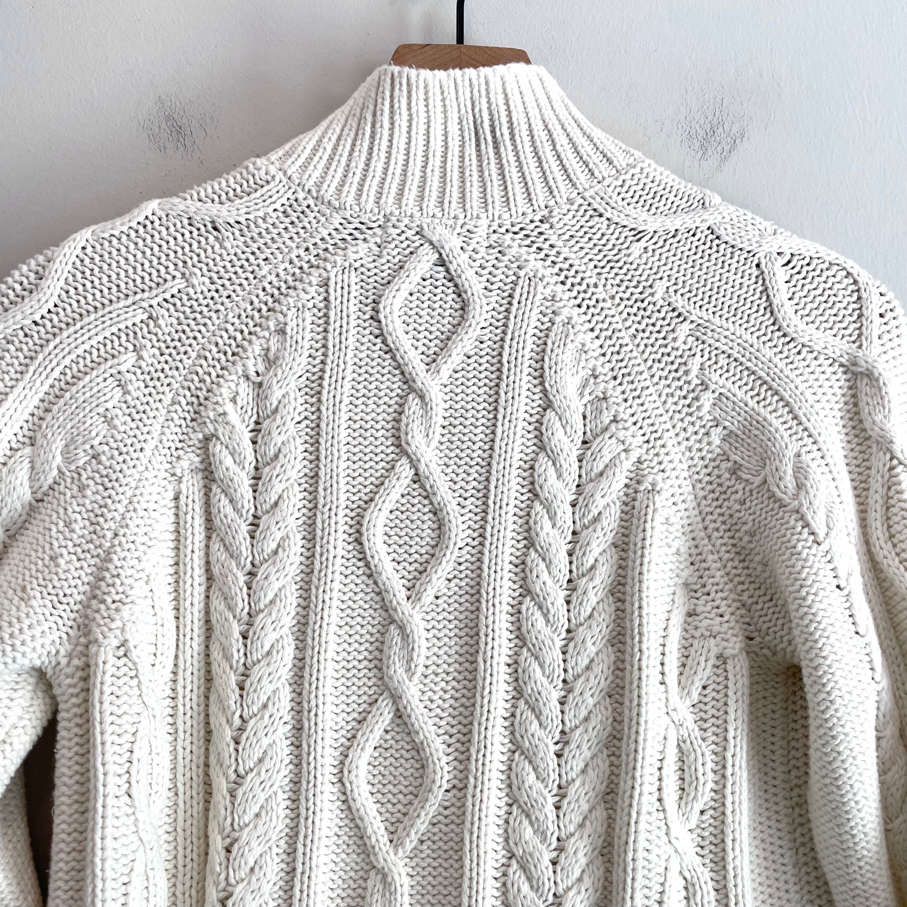 Cable Knit Zip Front Cardigan