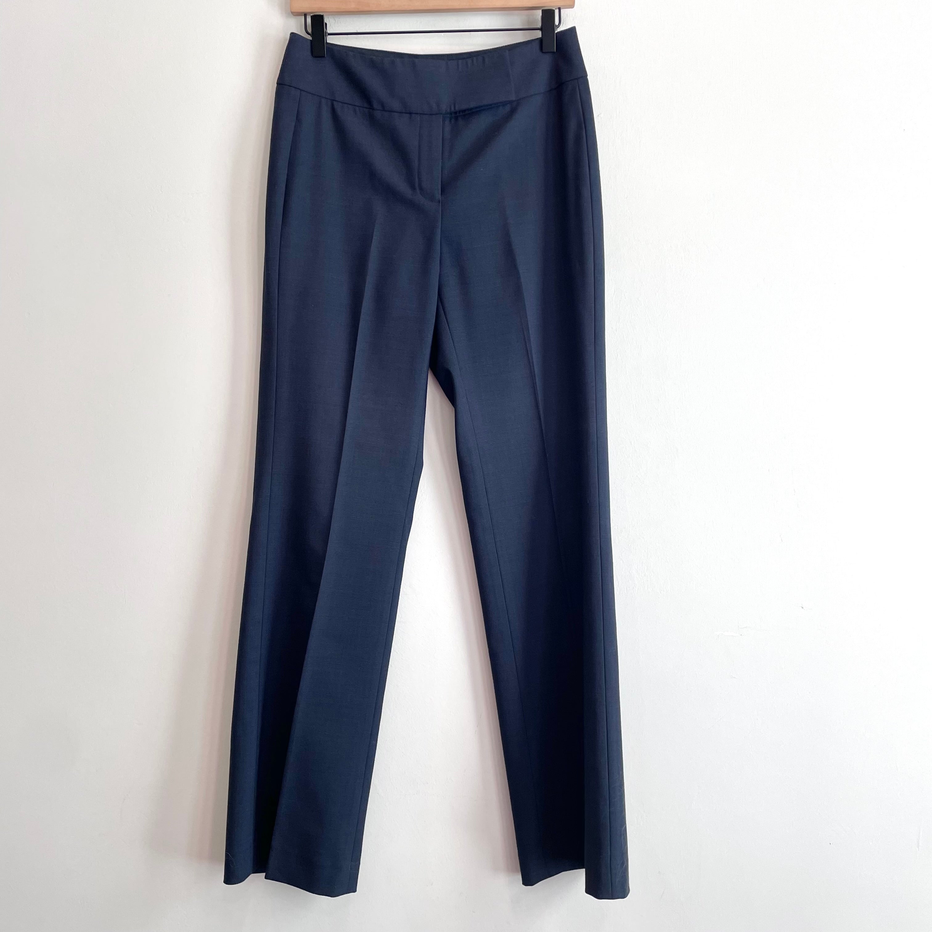 Straight Leg Wool Blend Dress Pants