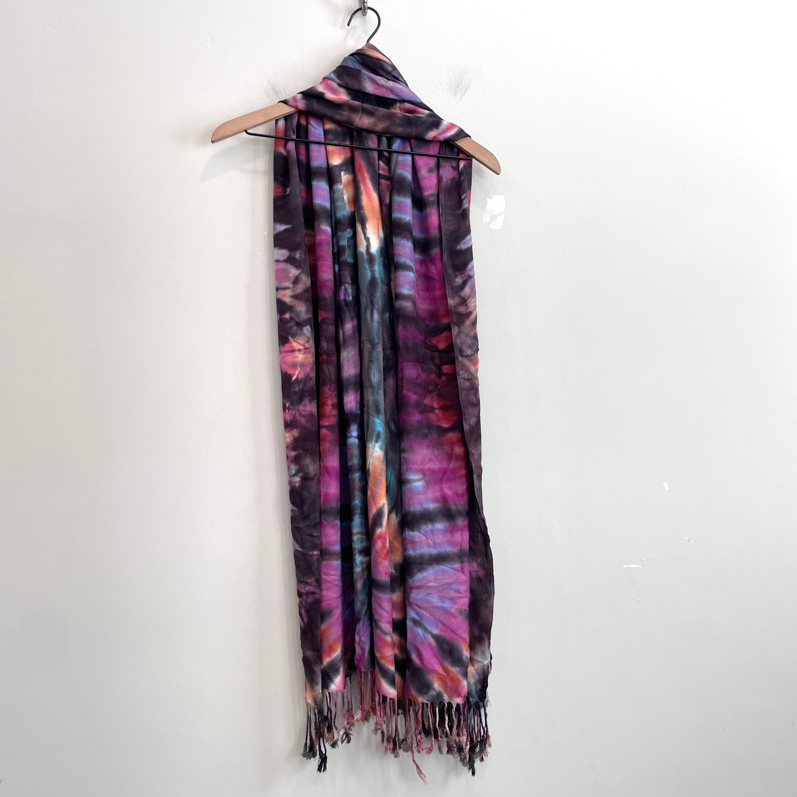 Tie Dye Fringe Hem Scarf