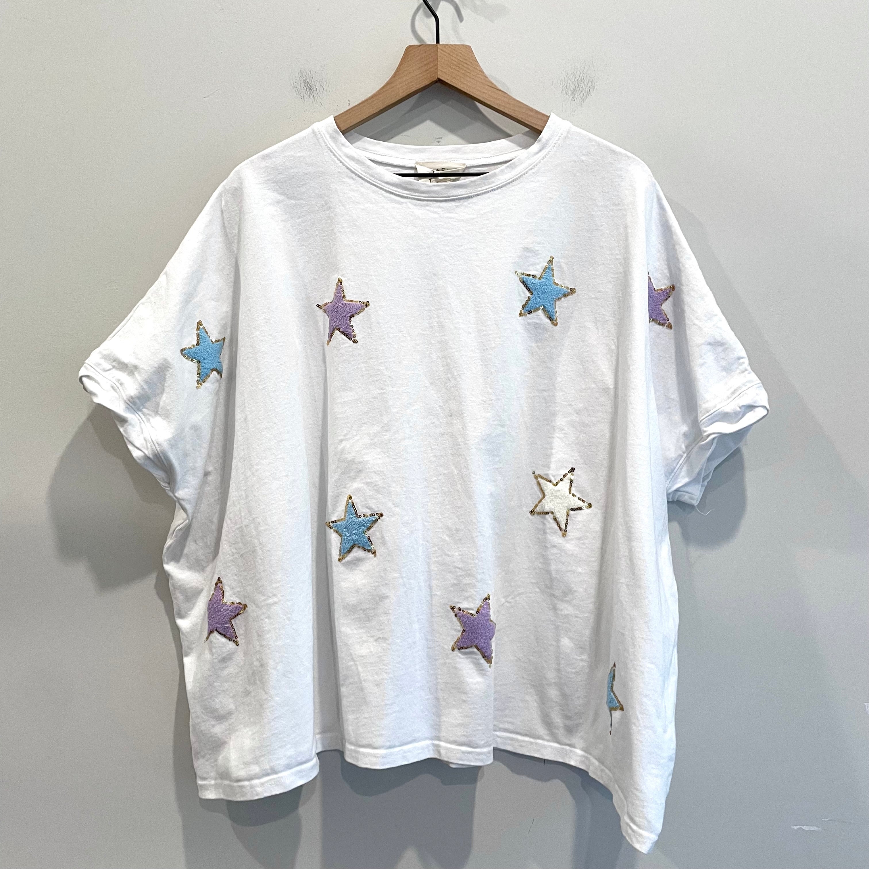 Chenille Star Patch Oversized Tee