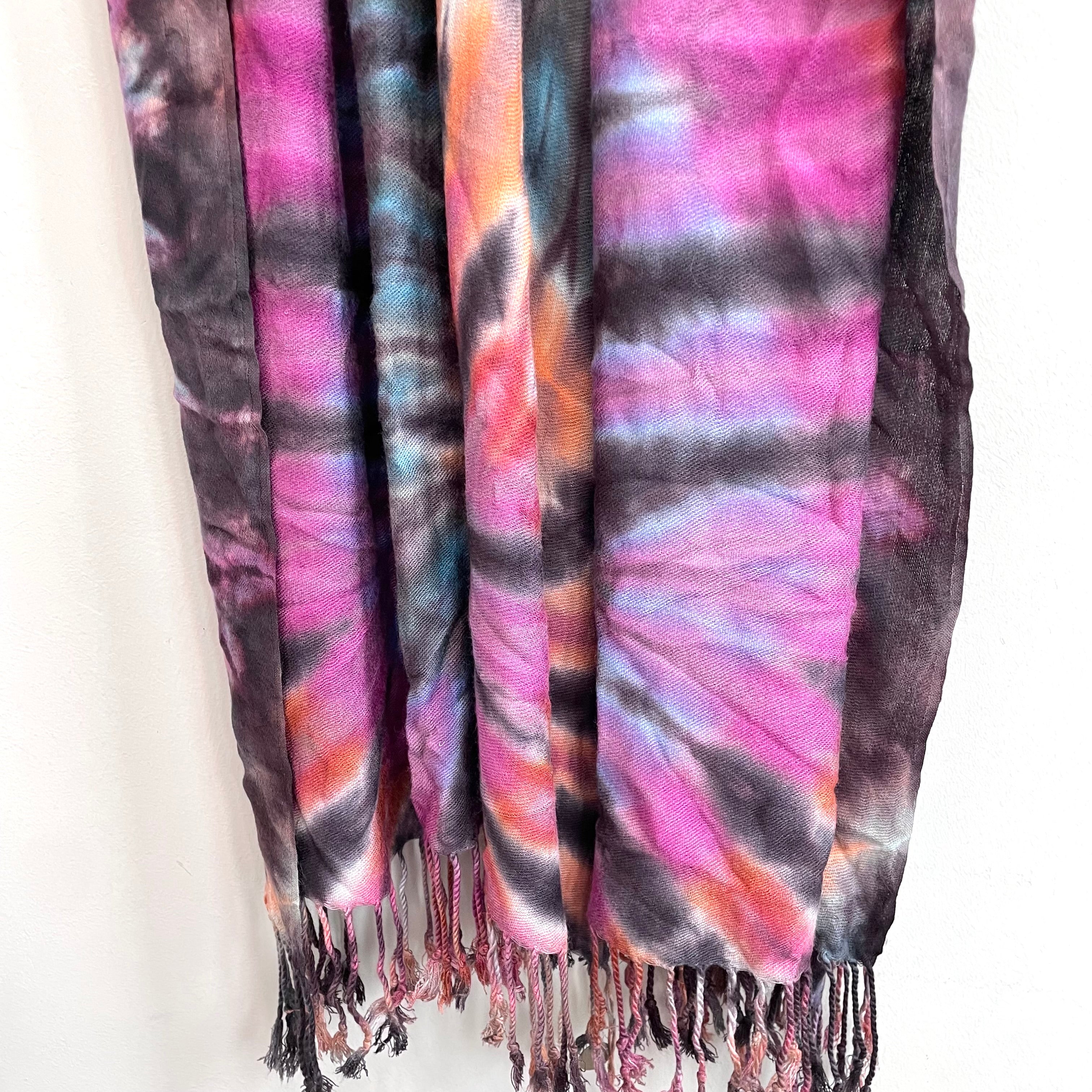 Tie Dye Fringe Hem Scarf