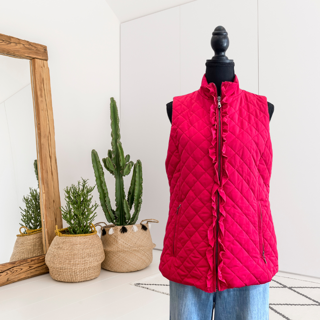 Quilted Ruffle Puff Vest Jacket