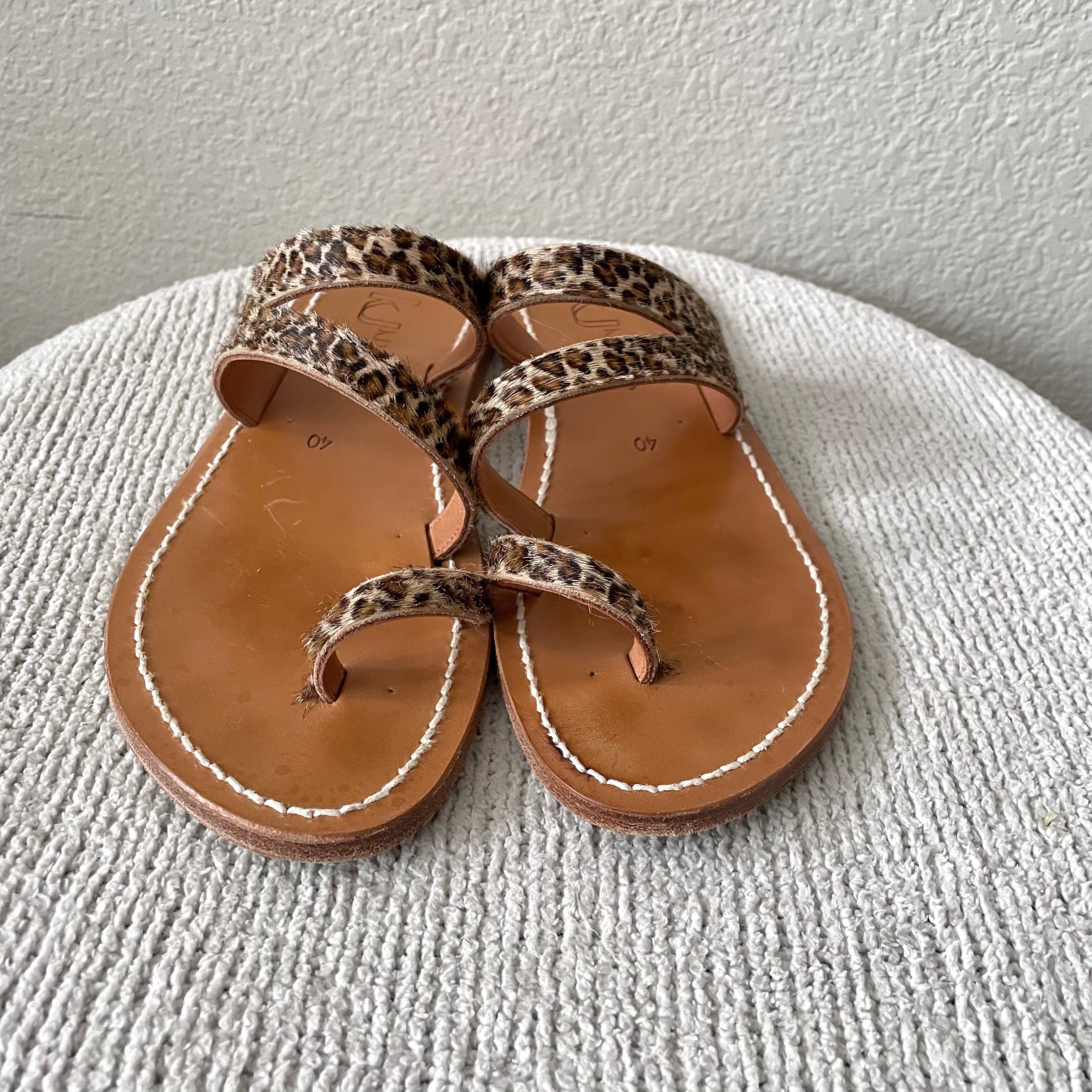 Leopard Pony Hair Sandals