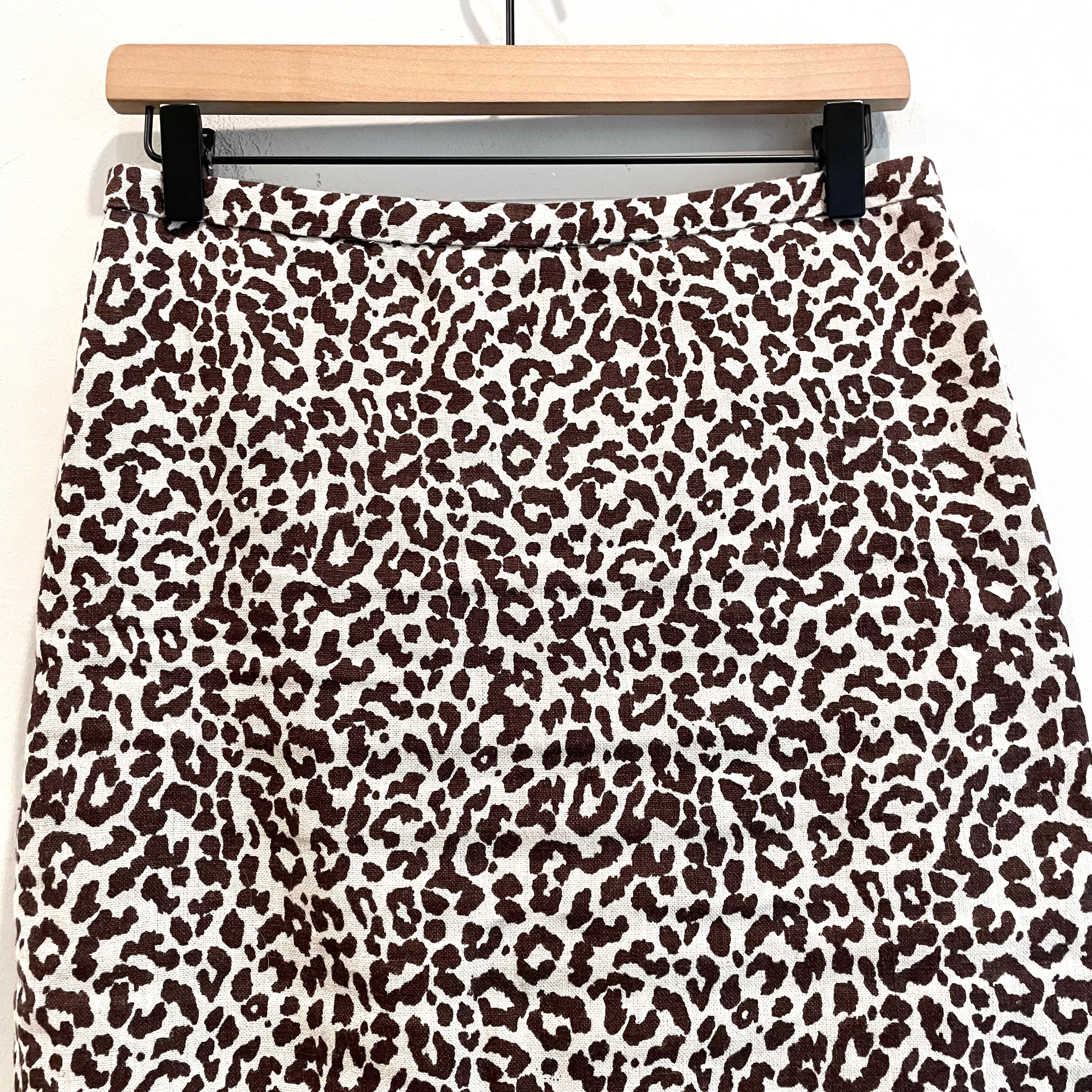 Leopard Linen Pencil Skirt