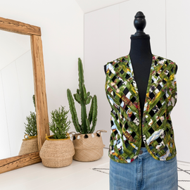 Quilted Open Weave Cage Vest