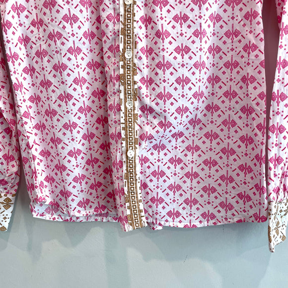 Geometric Button Down Top