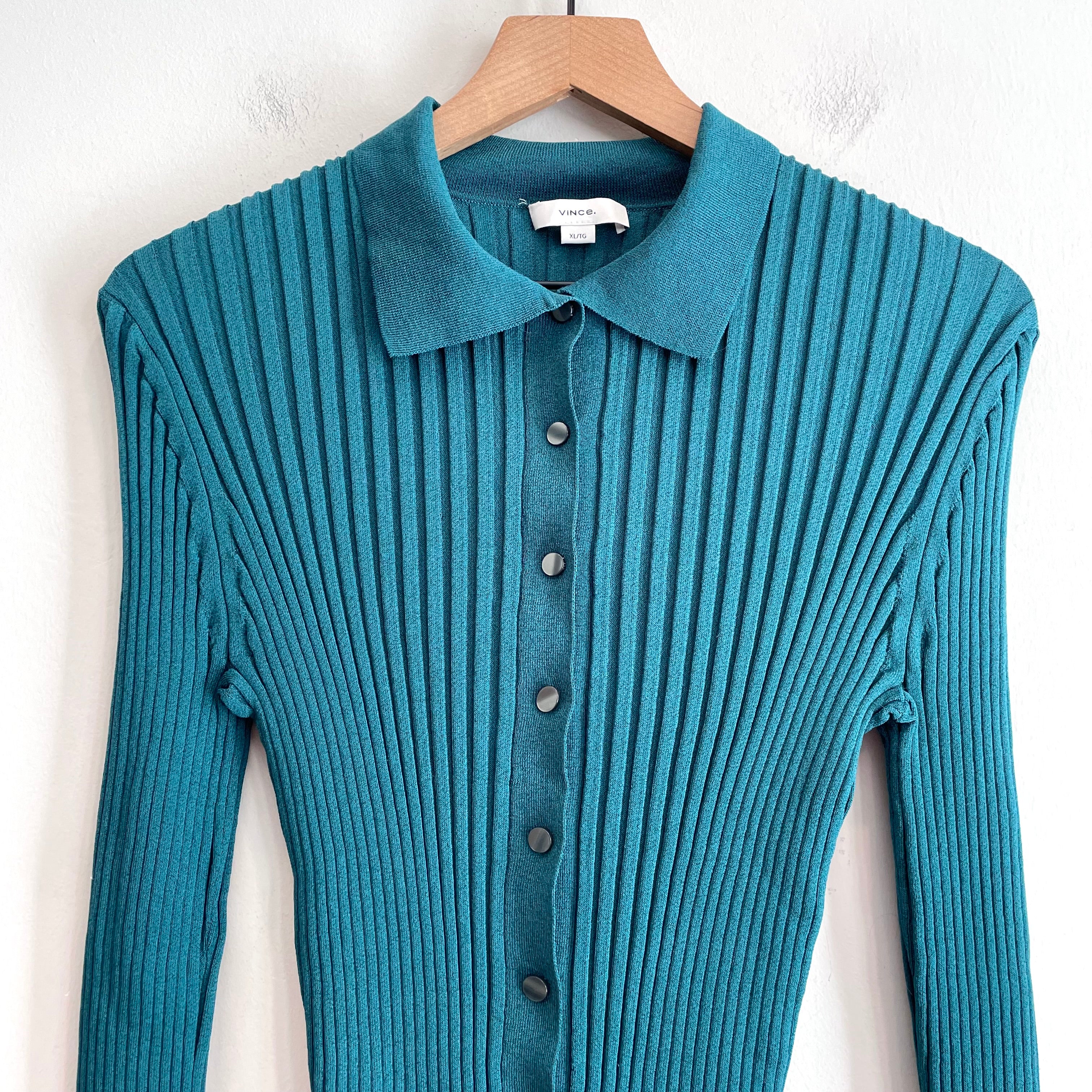 Ribbed Stretch Collared Cardigan