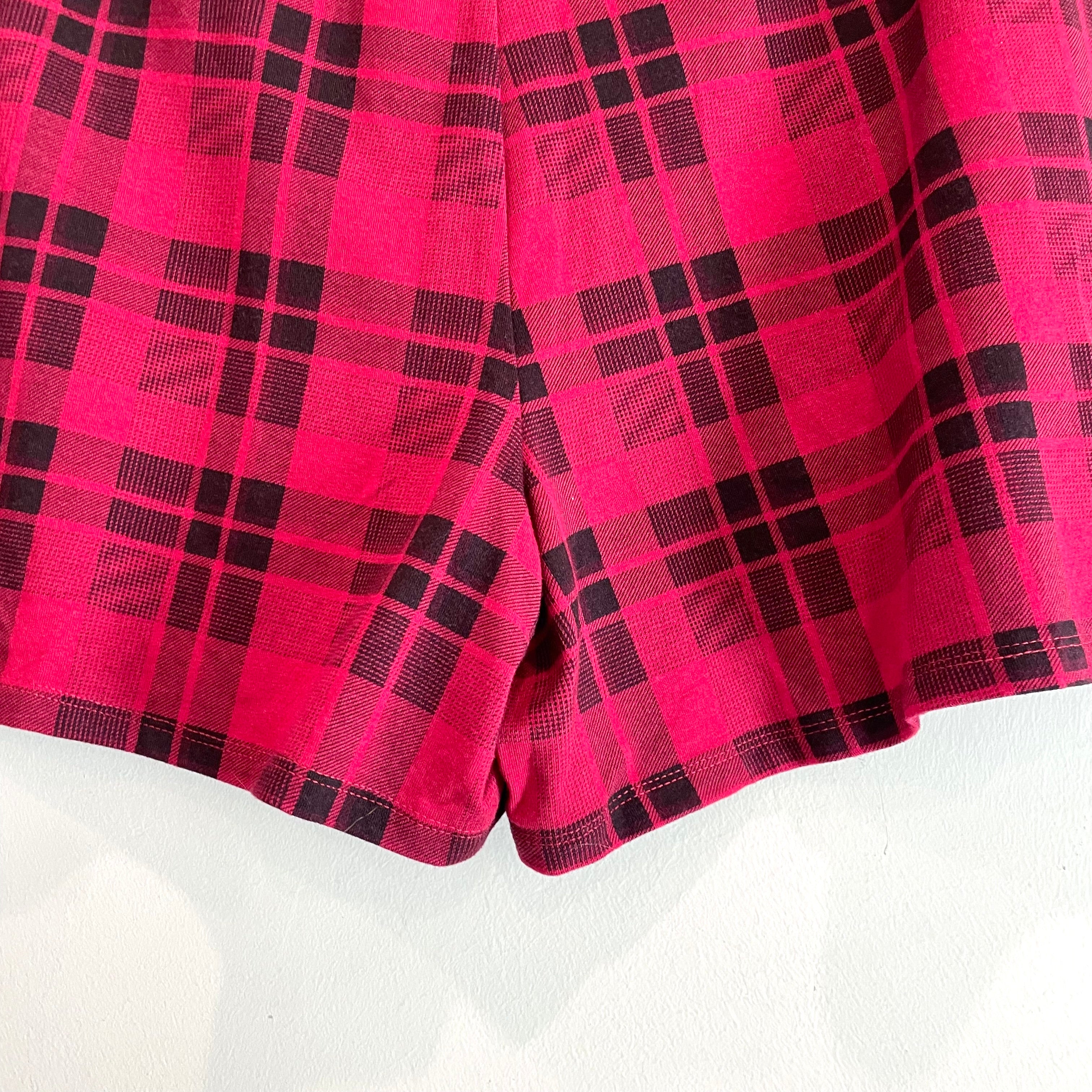 Plaid Ribbon Drawstring Pajama Shorts