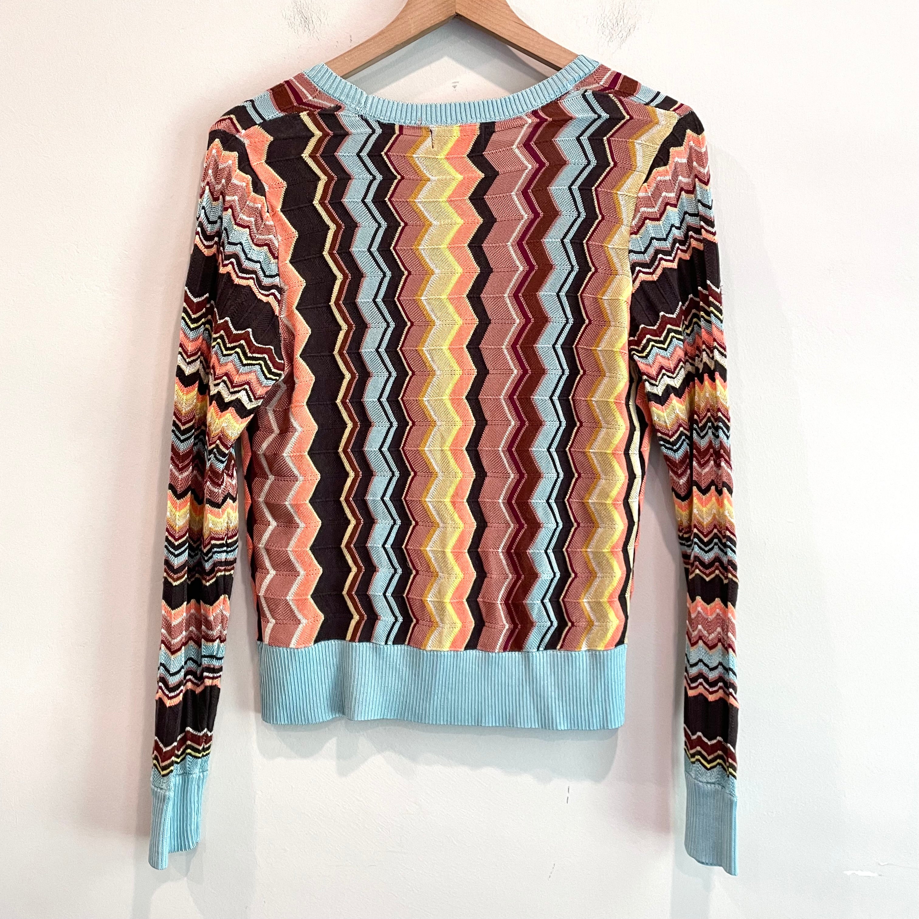 Chevron Striped Knit Cardigan