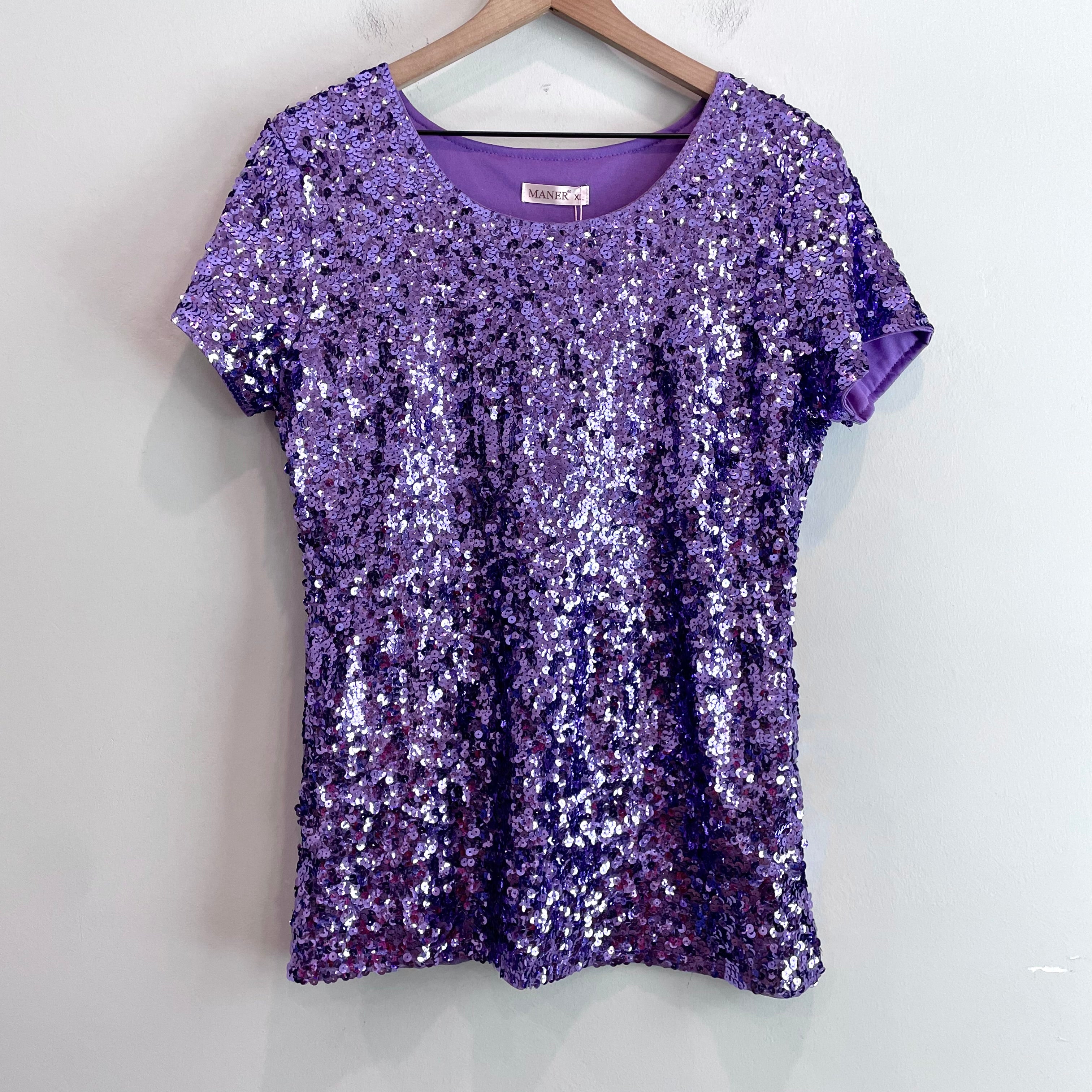 Sequin Short Sleeve Top