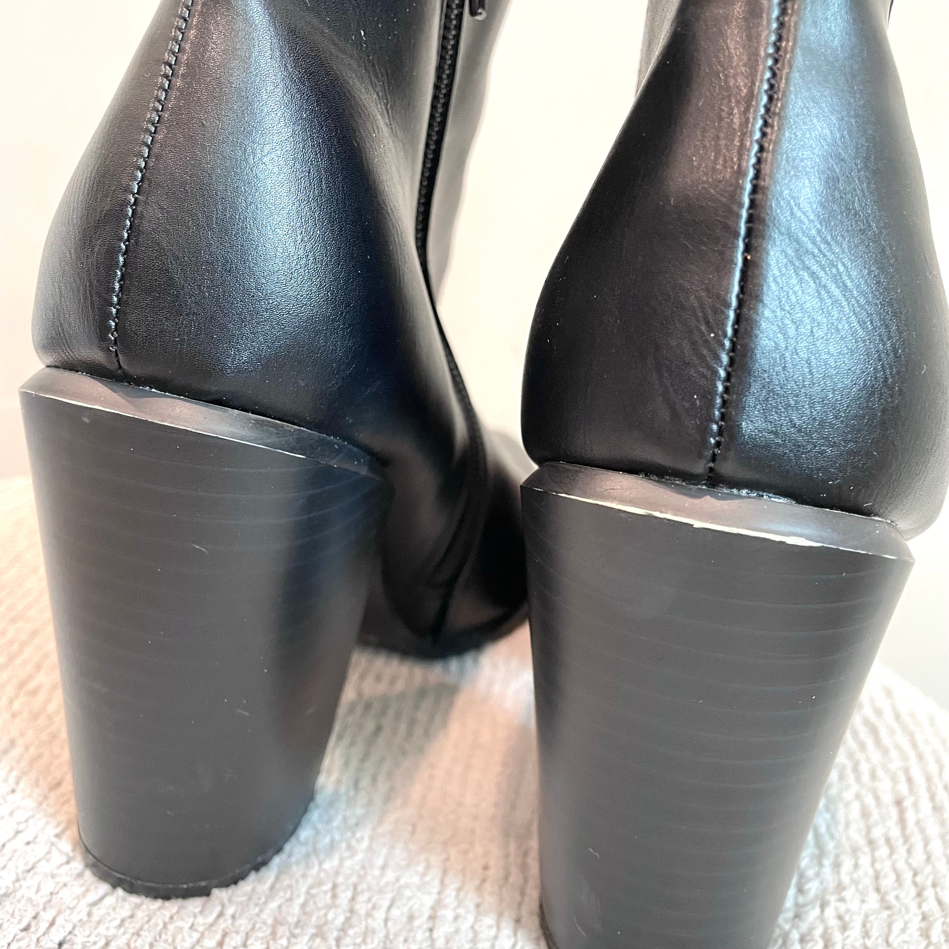 Faux Leather Pointed Toe Boots