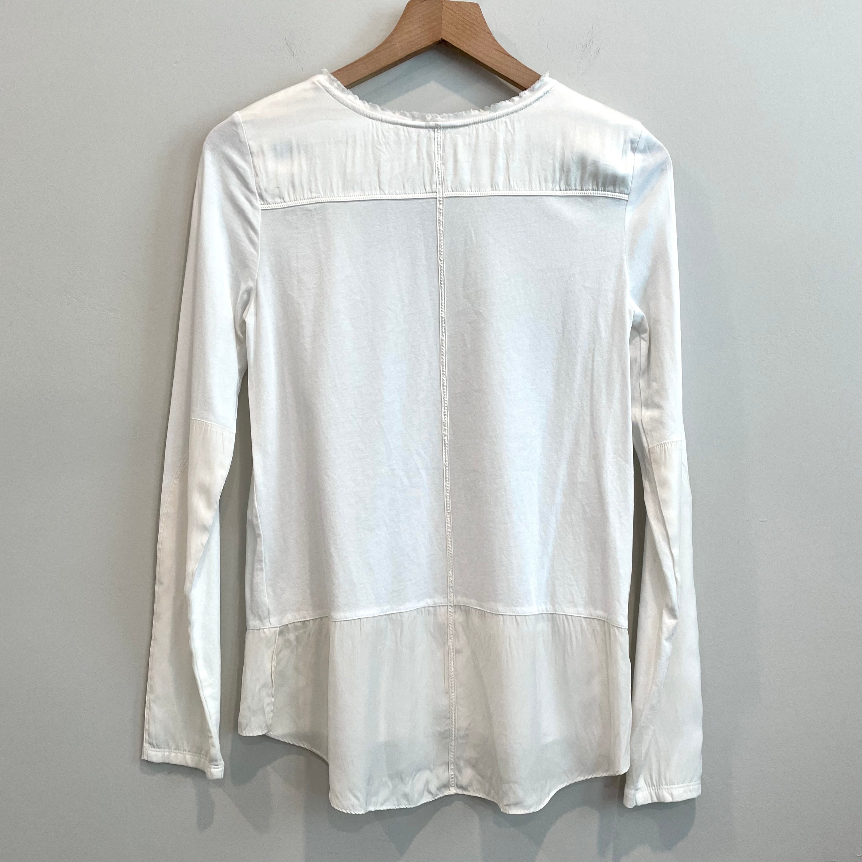 Silk Trim Long Sleeve Top