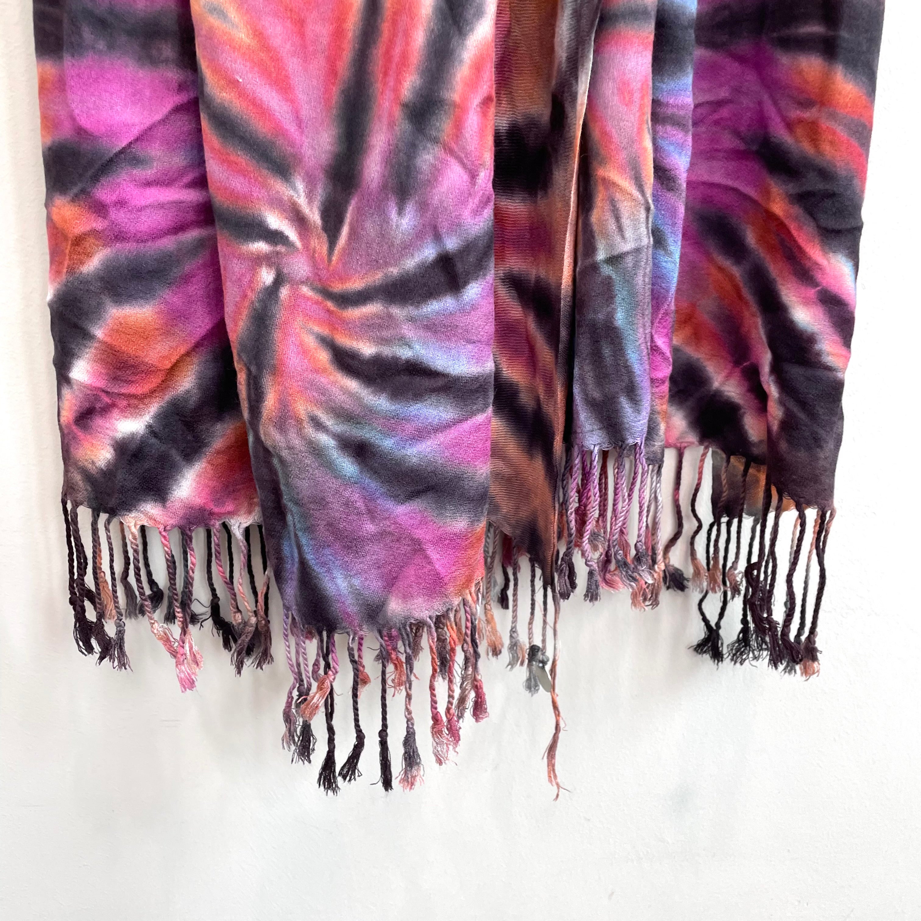 Tie Dye Fringe Hem Scarf