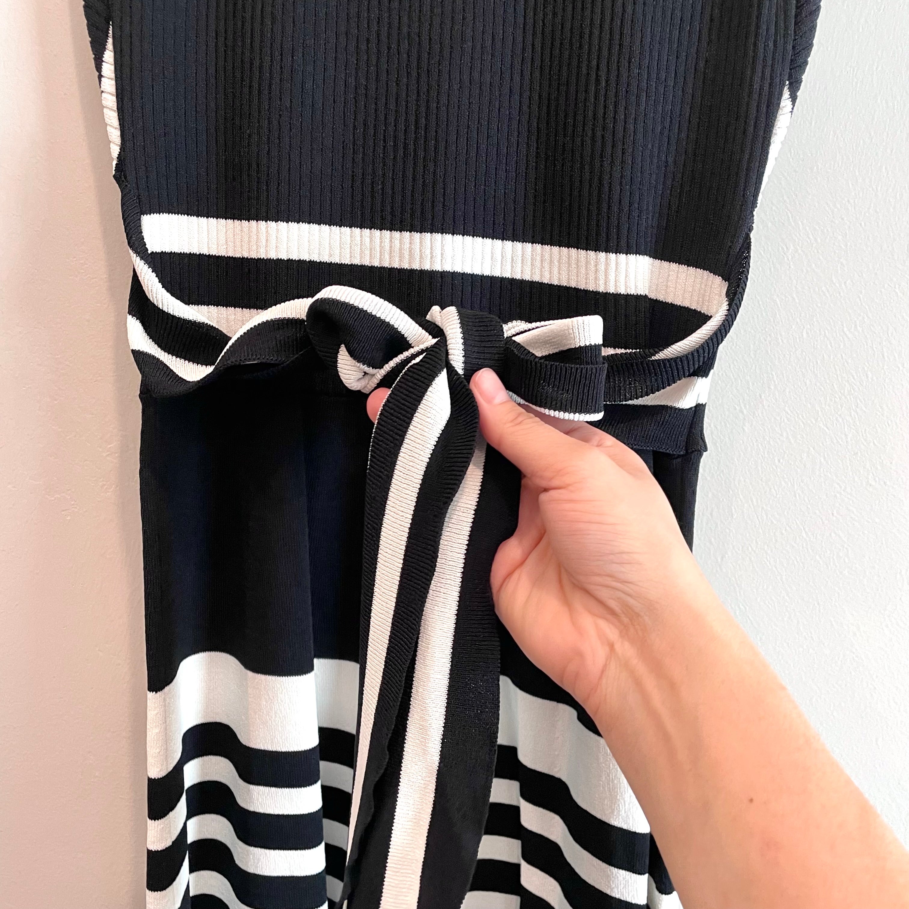 Striped V-Neck Stretch Dress