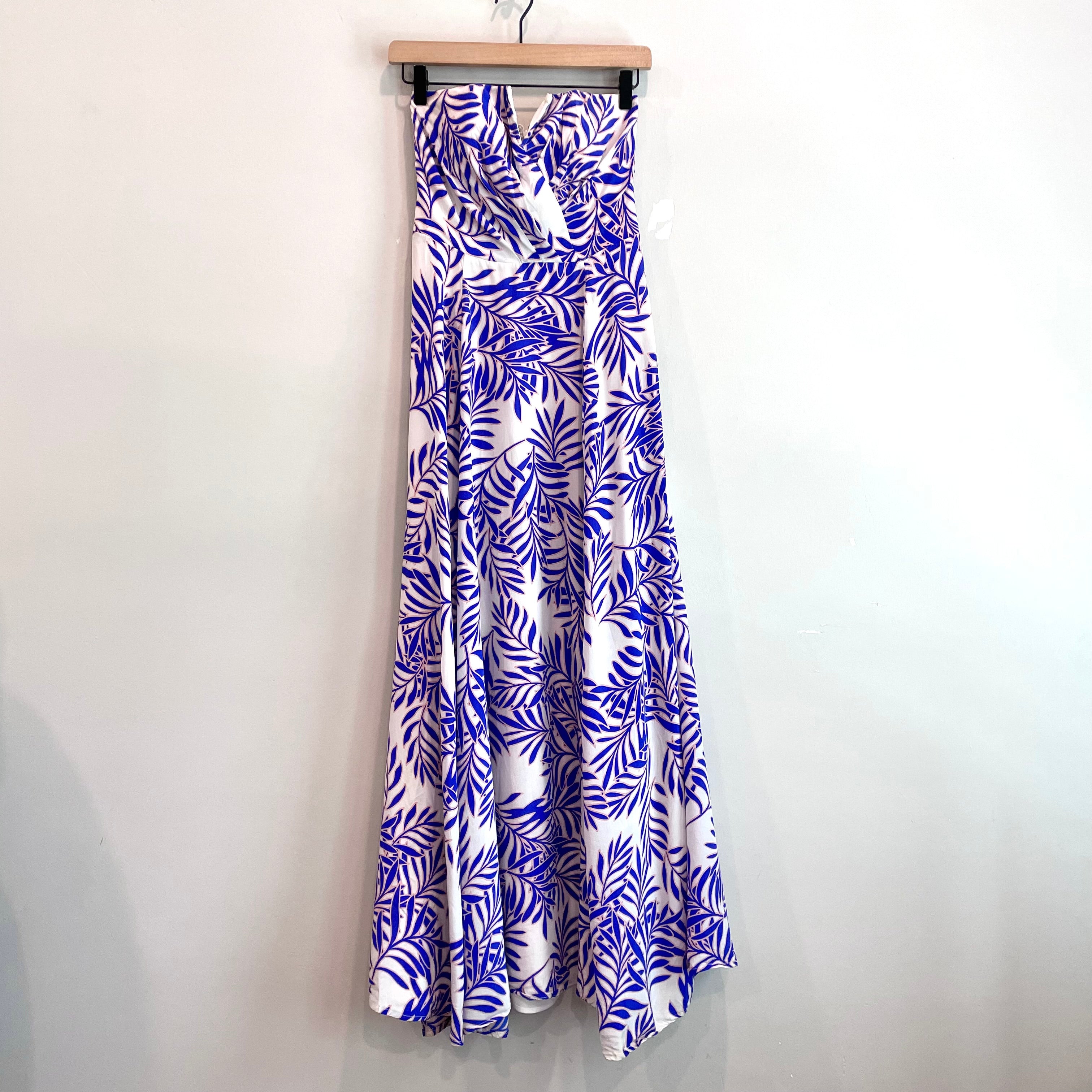 Leaf Pattern Silk Maxi Dress