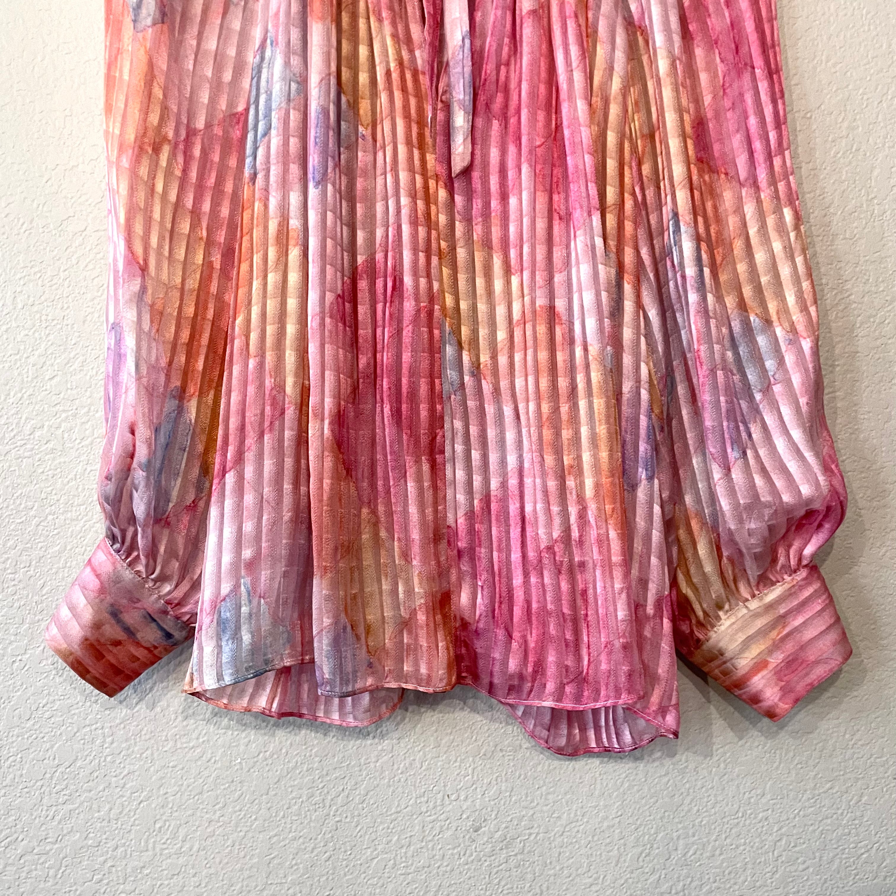 Watercolor Silk Ruffle Top