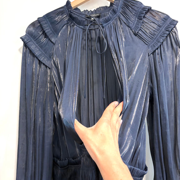 Pleated V-Neck Dress