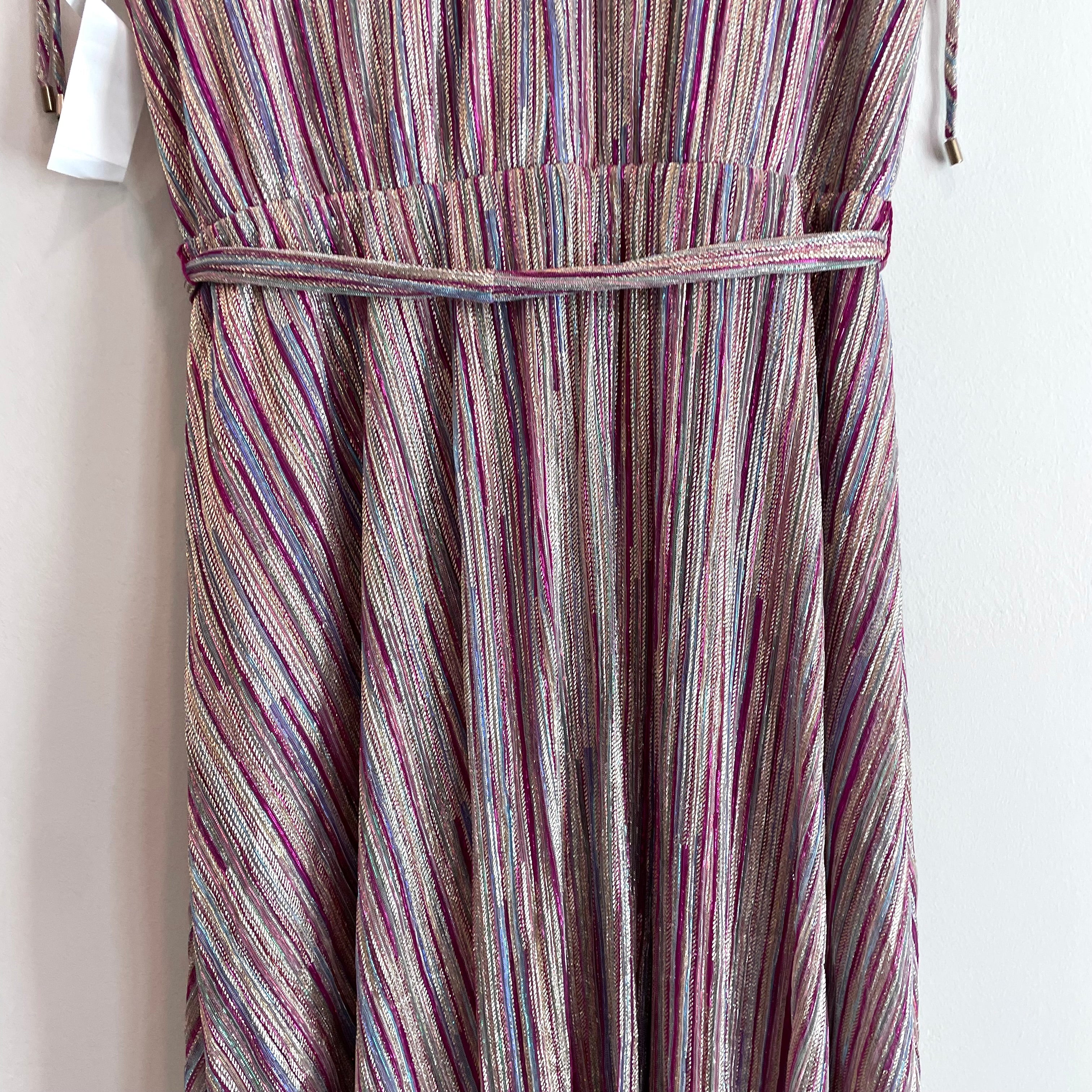 Metallic Striped Midi Dress