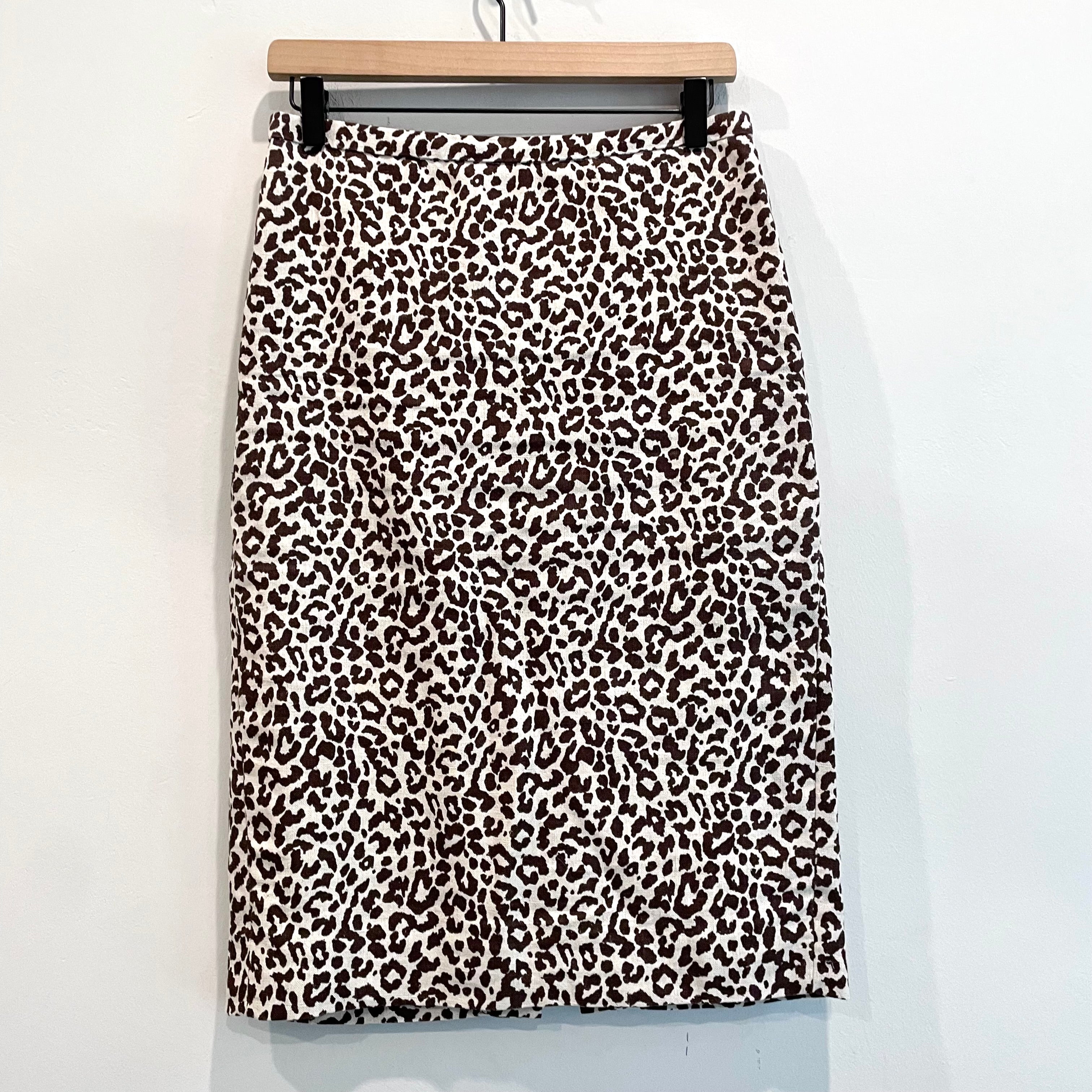 Leopard Linen Pencil Skirt