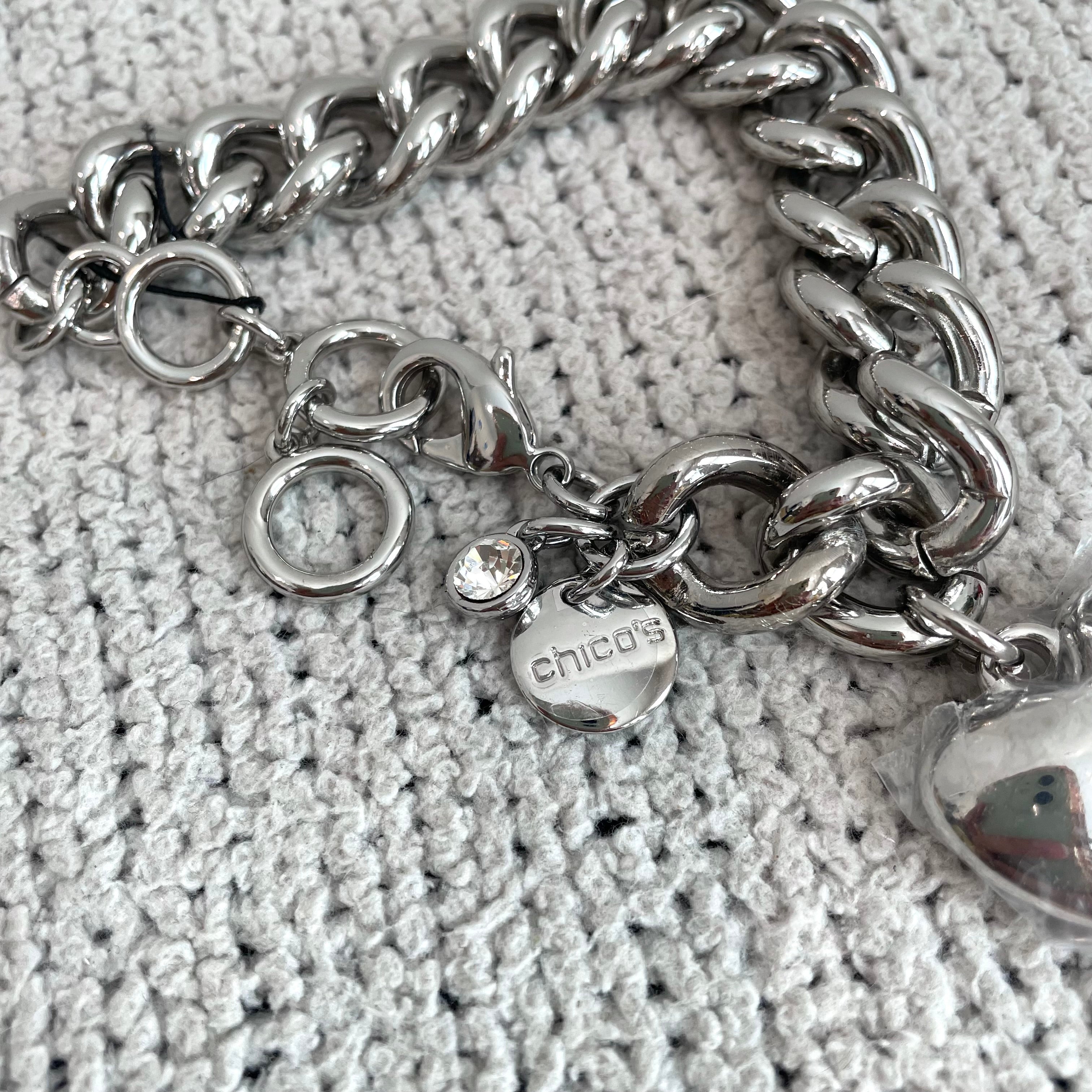 Heart Charm Chunky Chain Bracelet